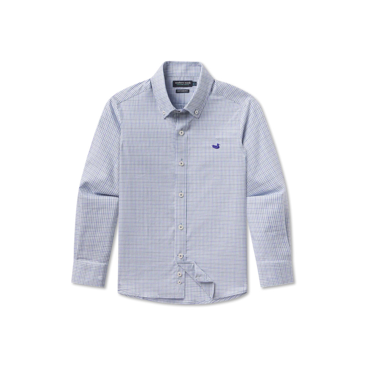 Southern Marsh Boys' Performance Gingham Dress Shirt - Breathable & Stylish for School, Church & Special Occasions