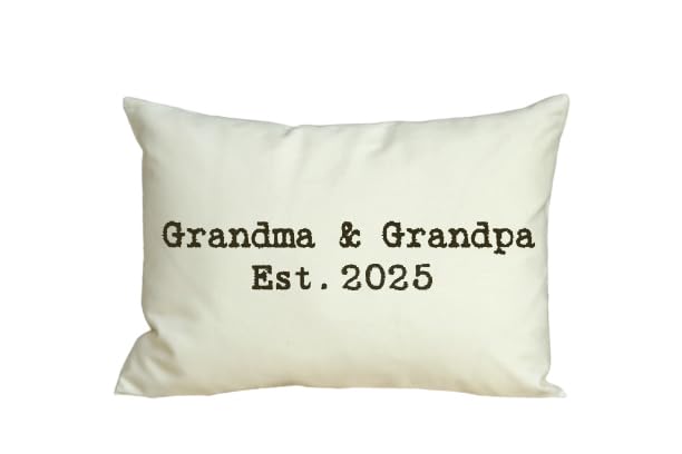 2025 Grandma & Grandpa Grandparent Pillow - Pregnancy Announcement Gift for First Grandchild with Ampersand Design | Perfect for Gender Reveal, Baby Shower & New Grandparent Celebration