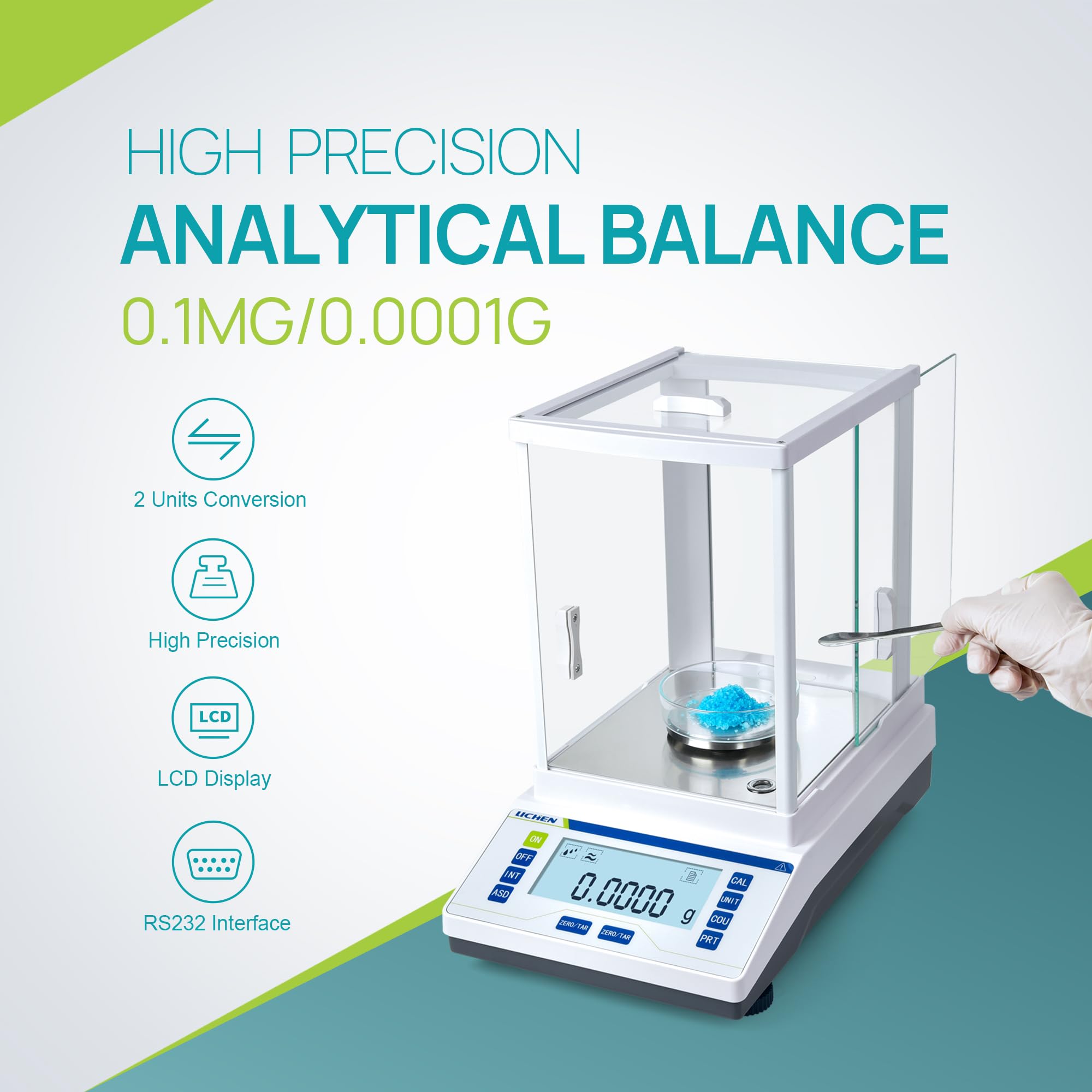 LICHEN 120g x 0.1mg High Precision Digital Analytical Balance - 0.0001g Accuracy Lab Scale for Jewelry, Pharmacy & Laboratory Use | Perfect for Gold Weighing, Chemical Measurement & Scientific Research