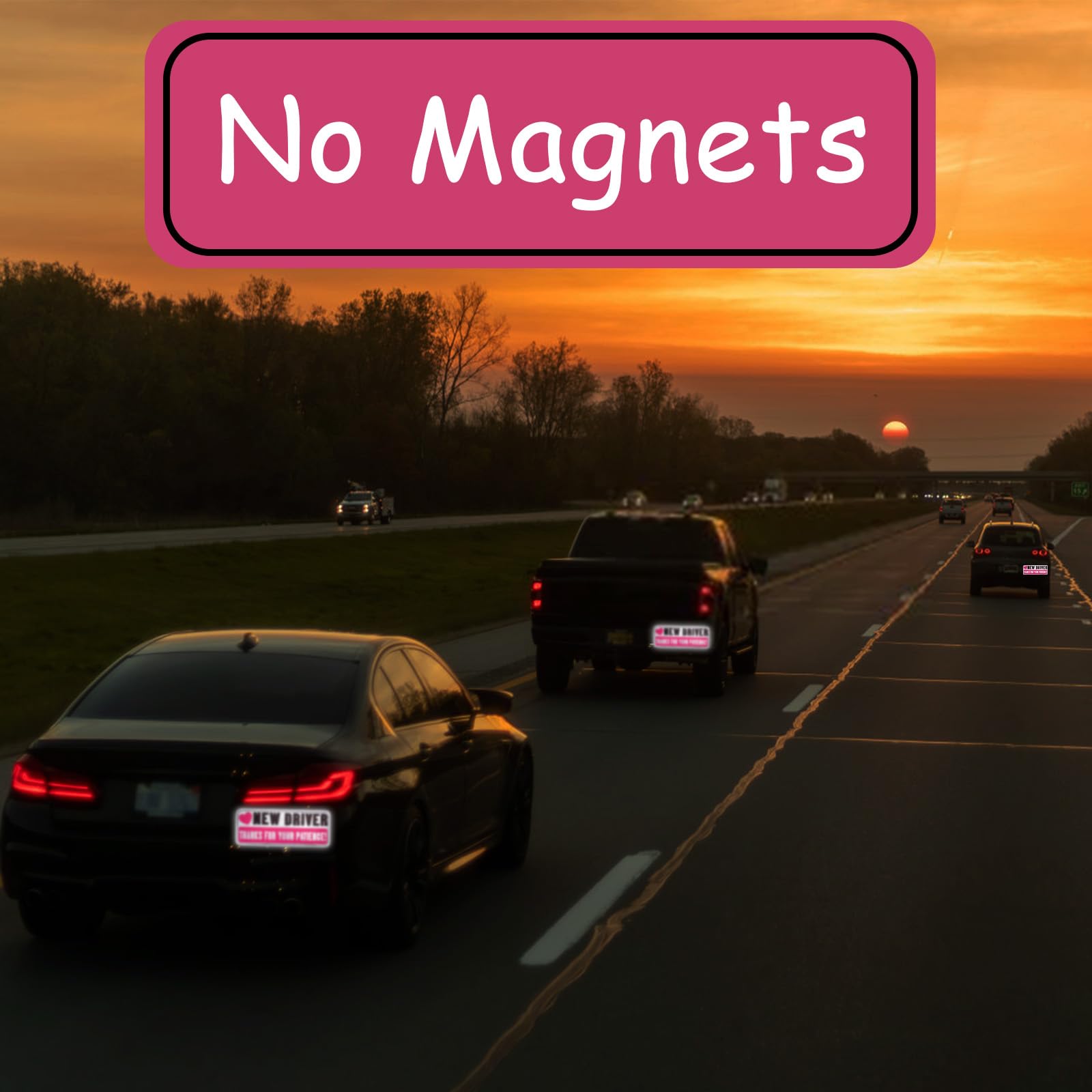3pcs Reflective New Driver Stickers - Removable Bumper Decals for Novice Drivers | Car Exterior Accessories | Improve Road Safety for New Drivers | Perfect for Commuting, Driving Practice & Night Visibility