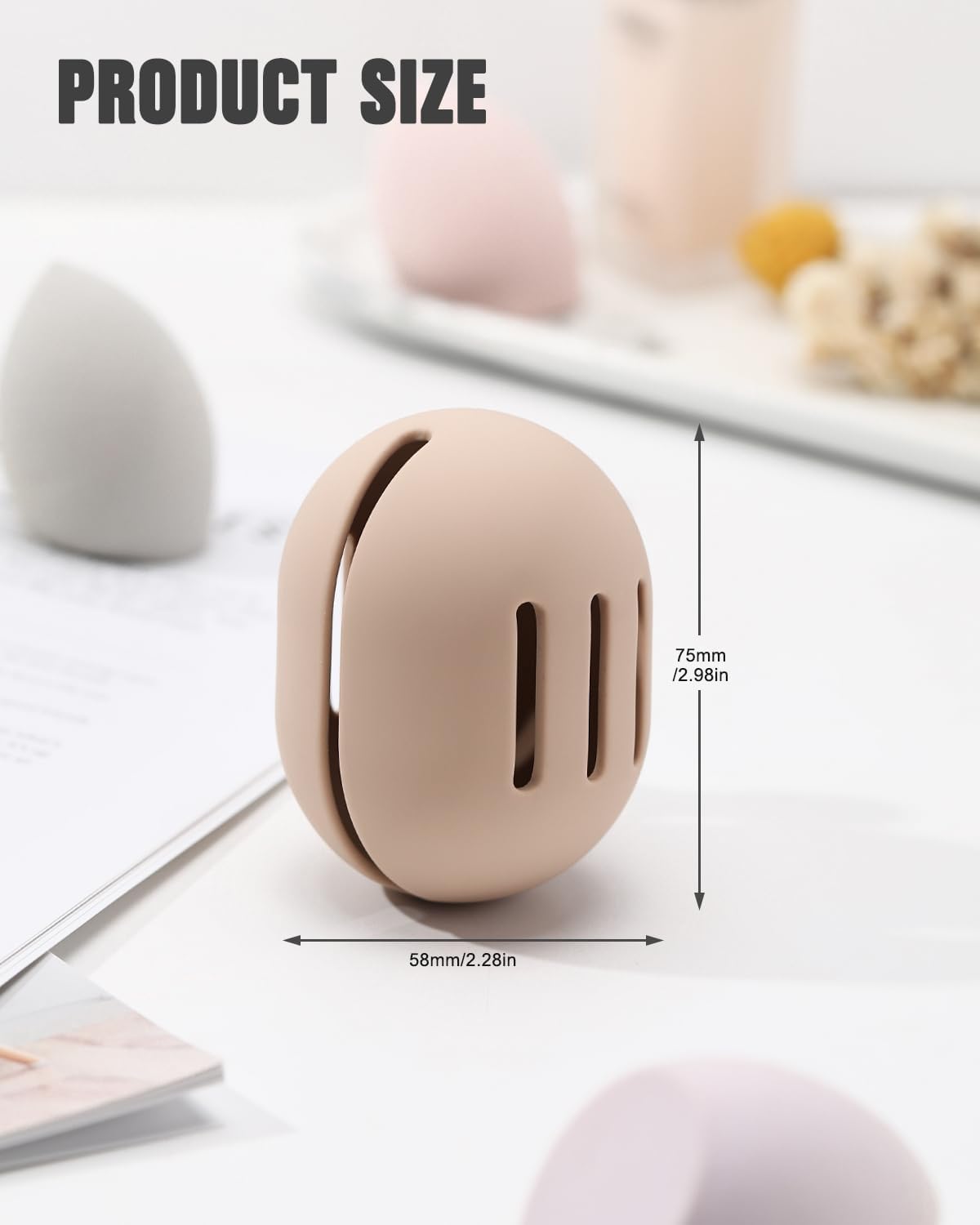 ETTA Eco-Friendly Silicone Makeup Sponge Holder Case - Shatterproof Travel Beauty Blender Storage for Makeup Sponges & Brushes (Khaki/Beige) | Perfect for Travel, Gym & Daily Makeup Organization