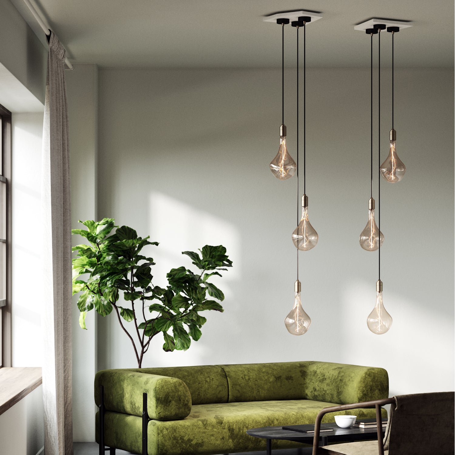 Voronoi II Brass Pendant Light Set of 3 - Modern Geometric Ceiling Lighting for Dining Room, Kitchen Island & Bedroom