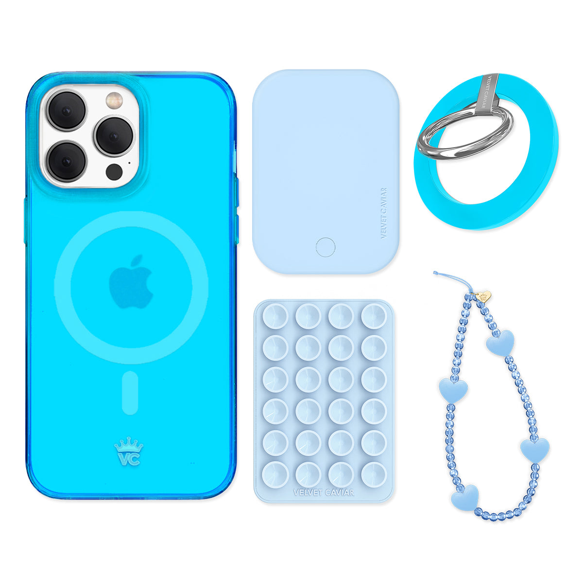 Neon Blue iPhone Case with Grip - Shockproof Protective Cover for iPhone 13/14/15 Pro Max - Perfect for Gym, Travel & Everyday Use