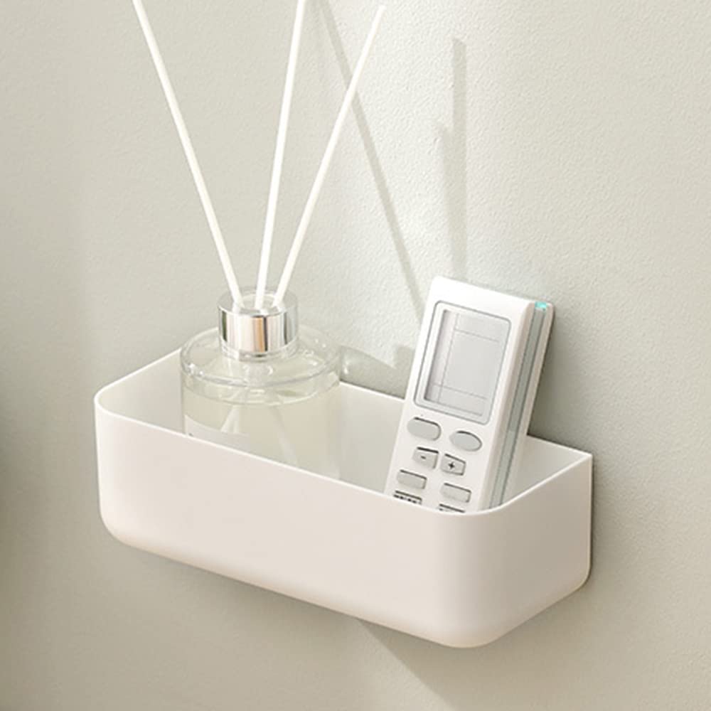 VALINK Wall Mounted Bathroom Storage Rack - Punch-Free Hanging Organizer for Cosmetics, Toiletries & Kitchen Items - Self-Adhesive Plastic Vanity Organizer for Home, Bathroom & Kitchen Use