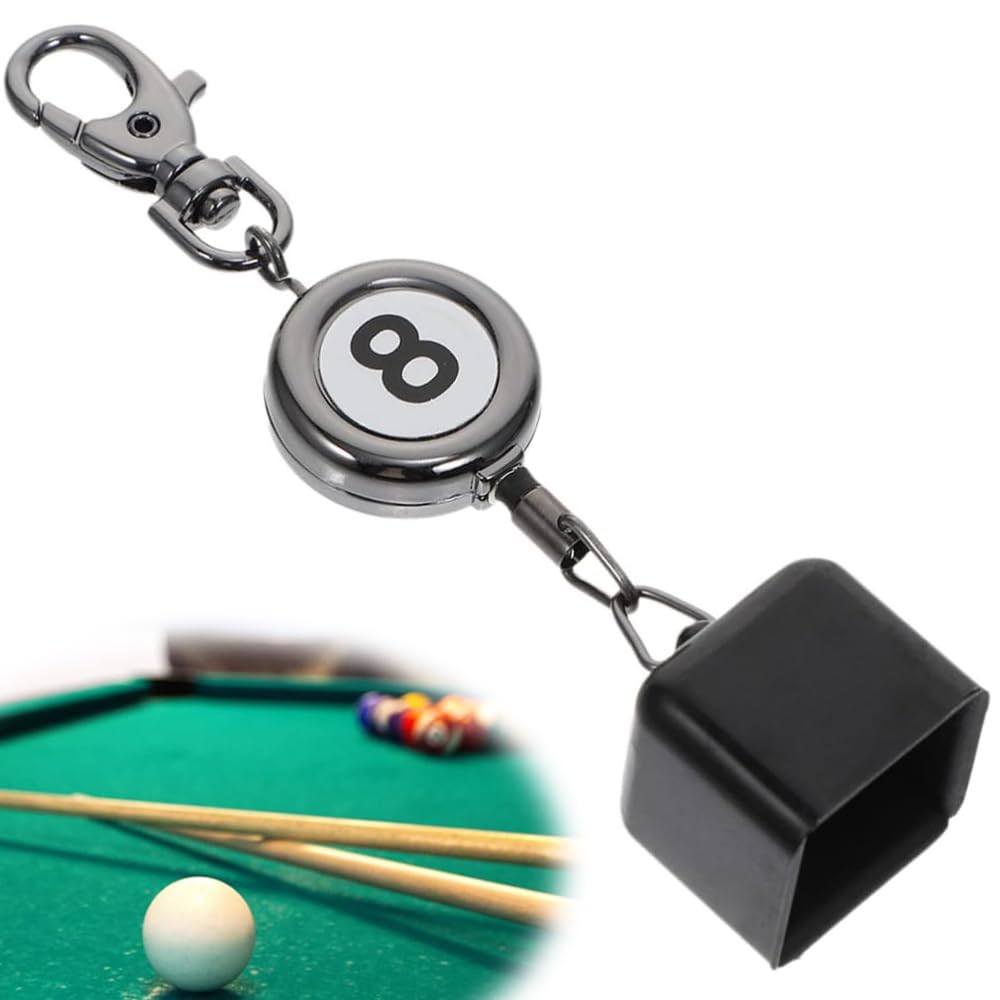 Portable Billiards Cue Chalk Holder with Key Ring - Lightweight Pool Cue Chalk Case with 50cm Retractable Cord - Perfect for Pool Players & Billiards Enthusiasts - Great for Bars, Game Rooms & Home Use
