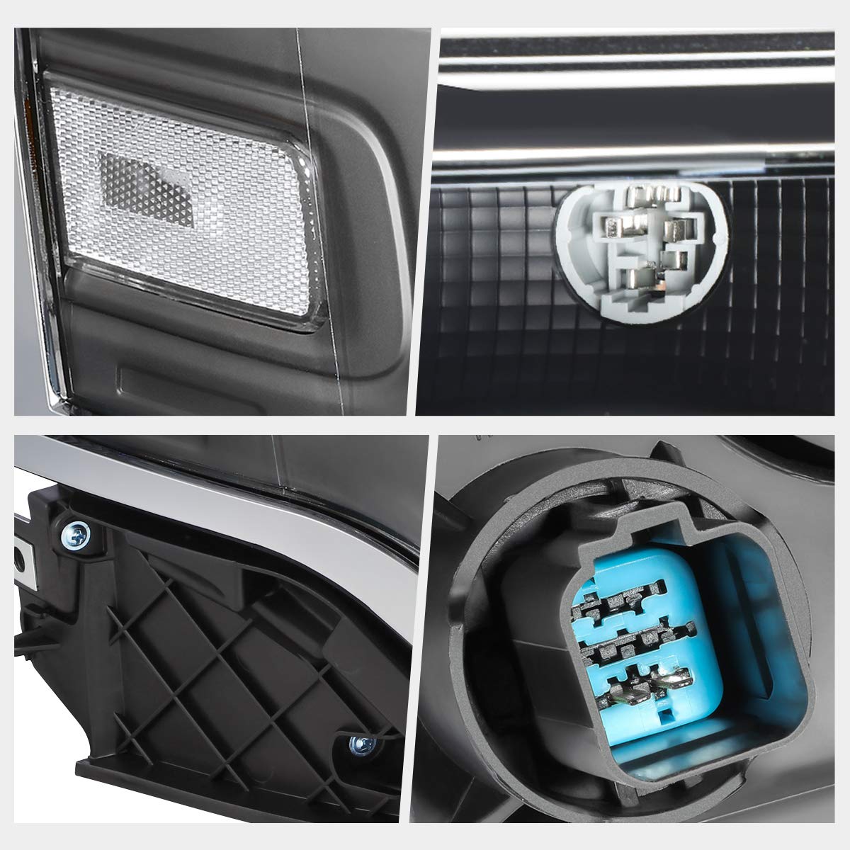 Pair of Halogen Headlights Headlamps Assembly with Black Housing & Clear Corner - Compatible with Ford Flex 2013-2019 Models - Perfect for Night Driving & Vehicle Upgrades