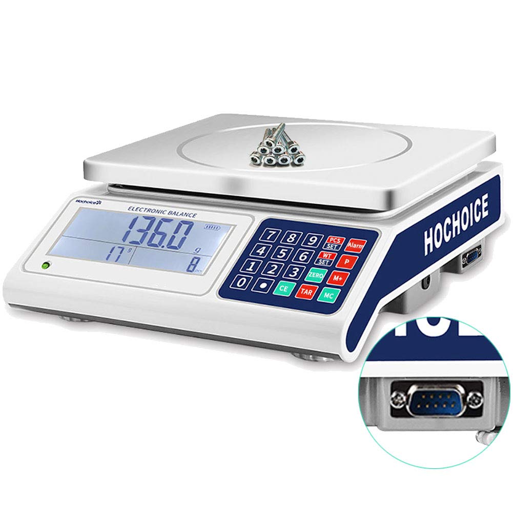 High Precision 0.1g Digital Counting Scale - 33lb/15kg Capacity Industrial & Coin Weighing Scale with RS232 Port for Jewelry, Pharmacy, and Laboratory Use