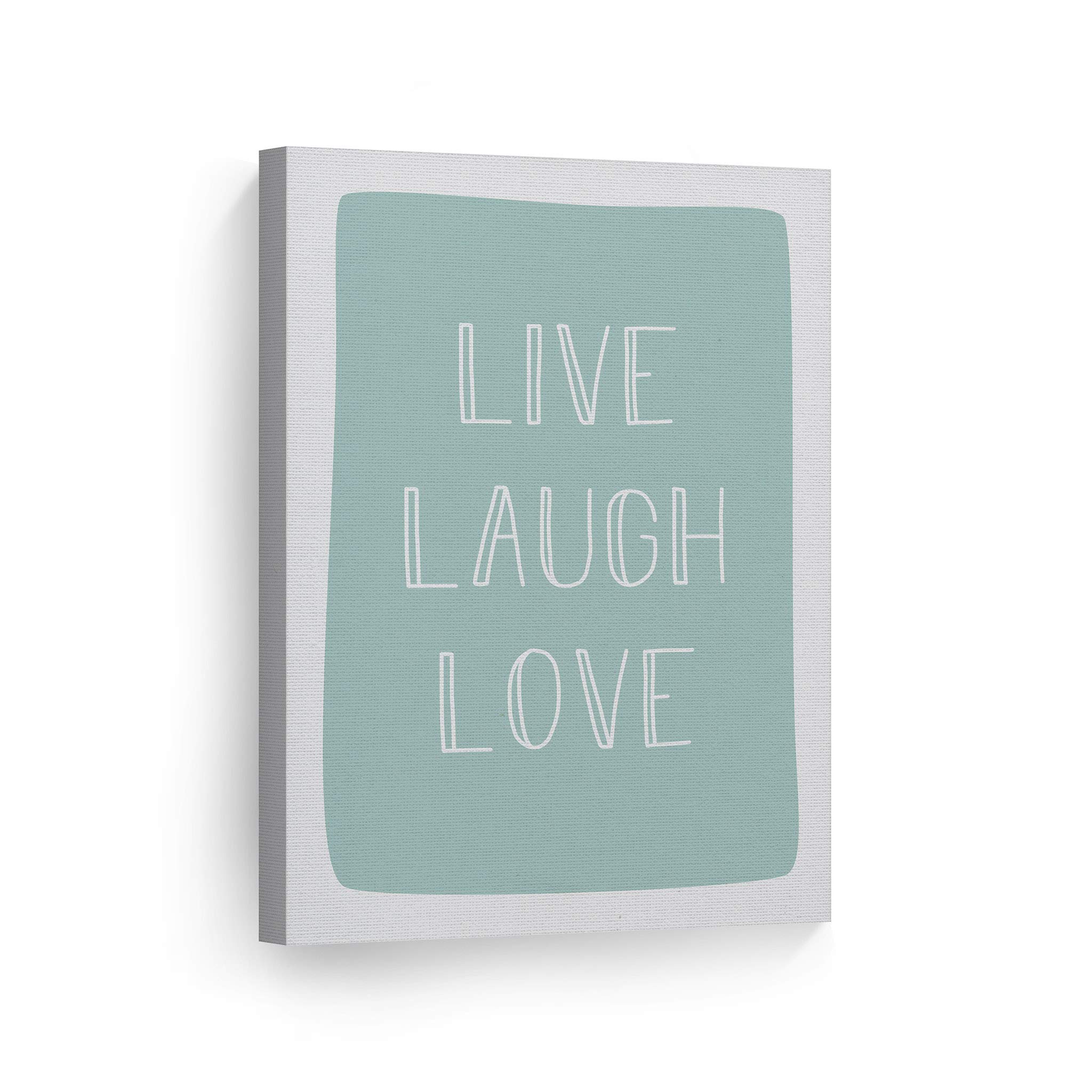Live Laugh Love Canvas Wall Art - Turquoise Lettering Print for Nursery, Kids Room & Baby Decor | Ready-to-Hang 28x19 Inch Made in USA | Perfect for Bedroom, Playroom & Gift Giving