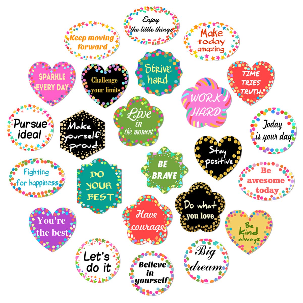 NUOBESTY 8 Inch Large Positive Affirmation Cards - 24pcs Motivational Quote Stickers, Inspirational Note Cards for Classroom Bulletin Boards, School Decor, Teacher Supplies | Perfect for Daily Encouragement, Office Motivation & Home Wall Art