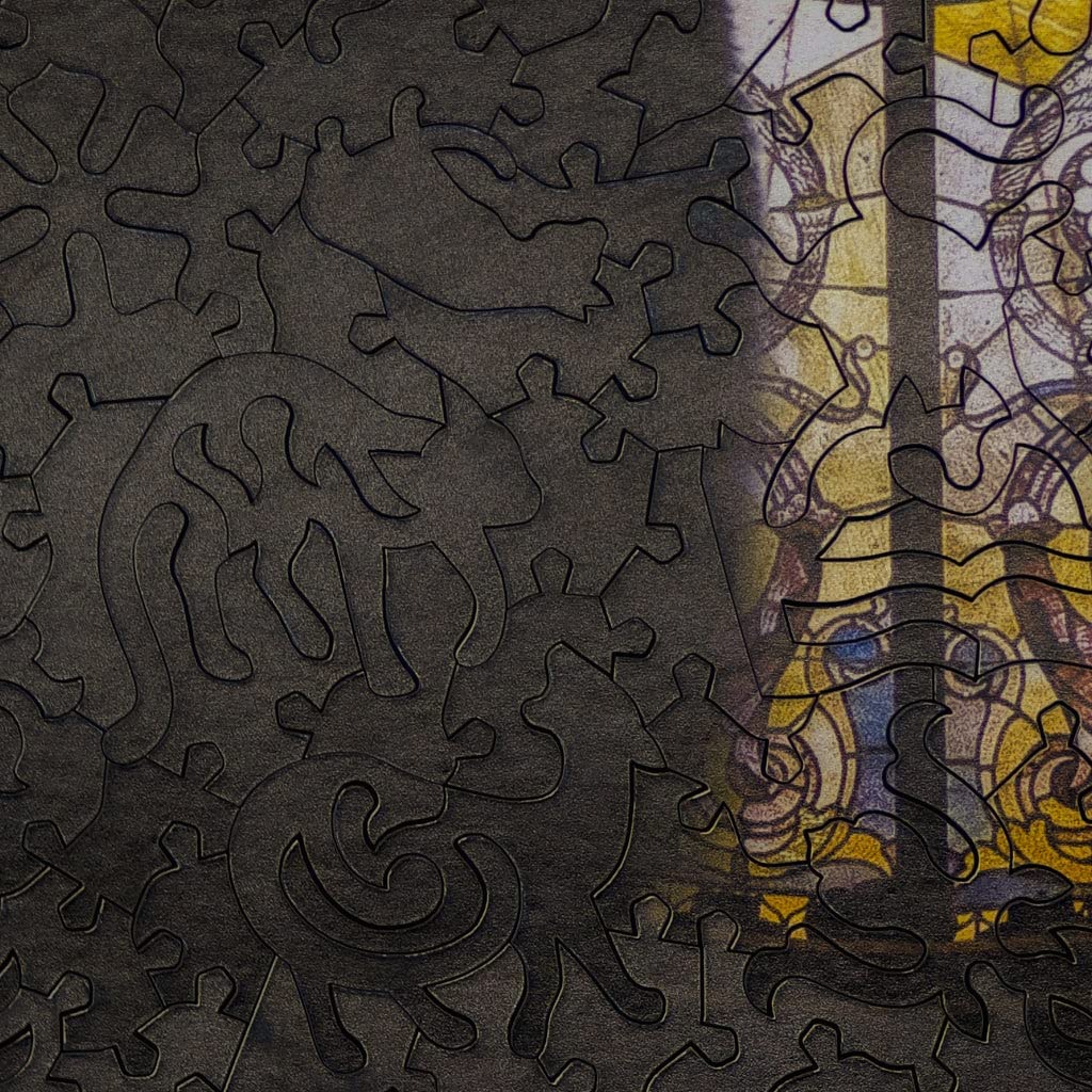 Premium Wooden Jigsaw Puzzle for Adults - Cathedral Cat Design - 372 Piece Challenging Puzzle - Handcrafted in USA by Nautilus Puzzles - Perfect for Stress Relief, Family Game Night & Home Decor