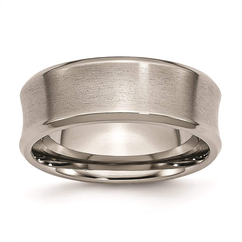 8mm Titanium Brushed & Polished Beveled Edge Concave Wedding Band Ring for Women - Elegant Bridal Engagement Jewelry, Perfect Gift for Her - Ideal for Proposals, Anniversaries & Special Occasions