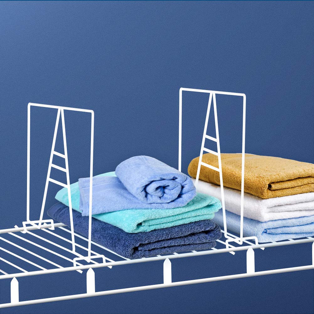 Urban Deco 8-Pack White Wire Shelf Dividers - Closet Organizer for Bedroom, Kitchen & Cabinet Storage - Easy Install Shelf Divider for Wire Shelving | Perfect for Pantry Organization & Space Optimization