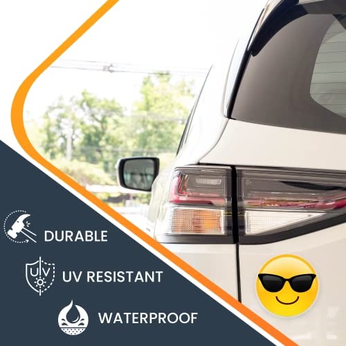 5 Inch Round Emoji Sunglasses Magnet Decal - Cute Self-Expression Car Decorative Magnet for Truck, SUV & Metal Surfaces - Express Your Personality - Perfect for Fridge, Locker & Office Decor
