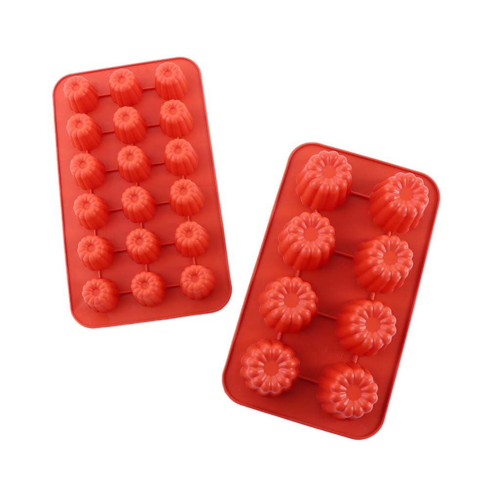 8/18 Cavity Round Cylinder Silicone Mold - Non-Stick Mini Muffin Pan, DIY Soap & Baking Tray - Perfect for Cupcakes, Candles, Chocolate & Resin Crafts (2-Piece Set)