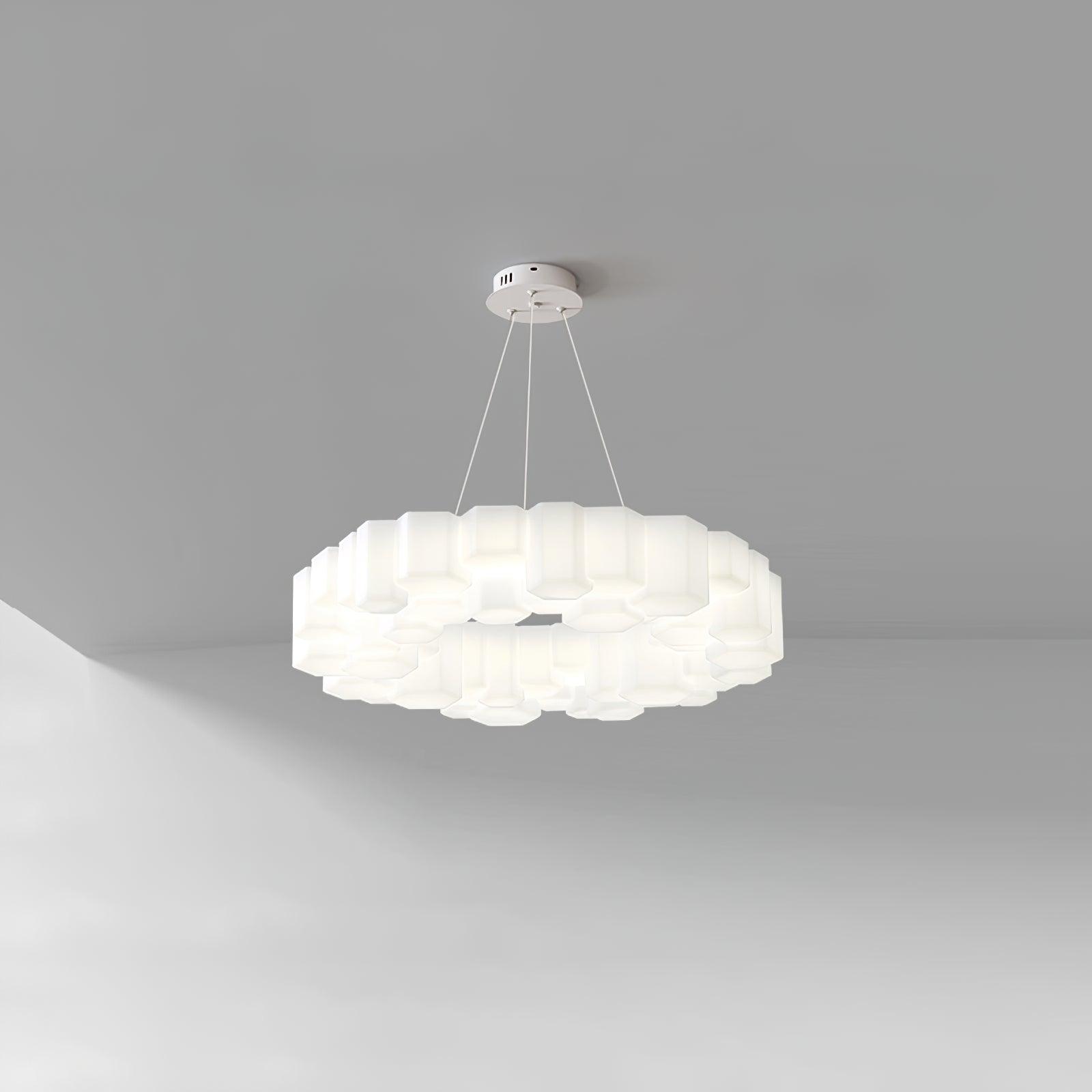 Modern Honeycomb Chandelier Light Fixture - Geometric Hexagon Ceiling Pendant Lamp for Dining Room, Living Room & Bedroom - Elegant Home Decor Lighting for Indoor Spaces