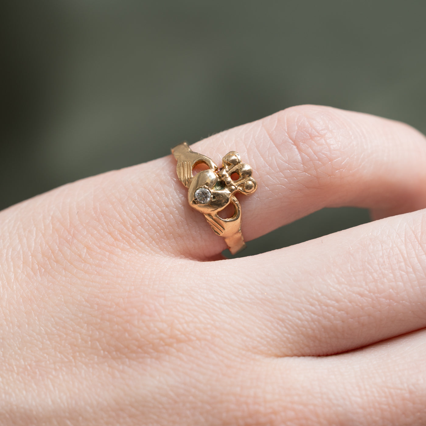 0.04ct Single Stone Diamond Claddagh Ring - Size 4.25 for Women | Elegant Irish Promise Ring for Engagement, Wedding & Anniversary Gifts
