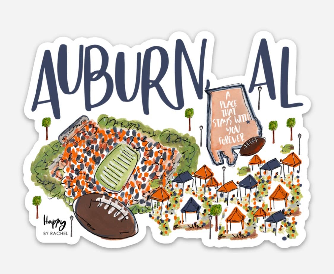 Auburn AL Stickers - Premium Quality Decals for Laptops, Water Bottles & Cars | Perfect for Auburn Tigers Fans & Local Pride