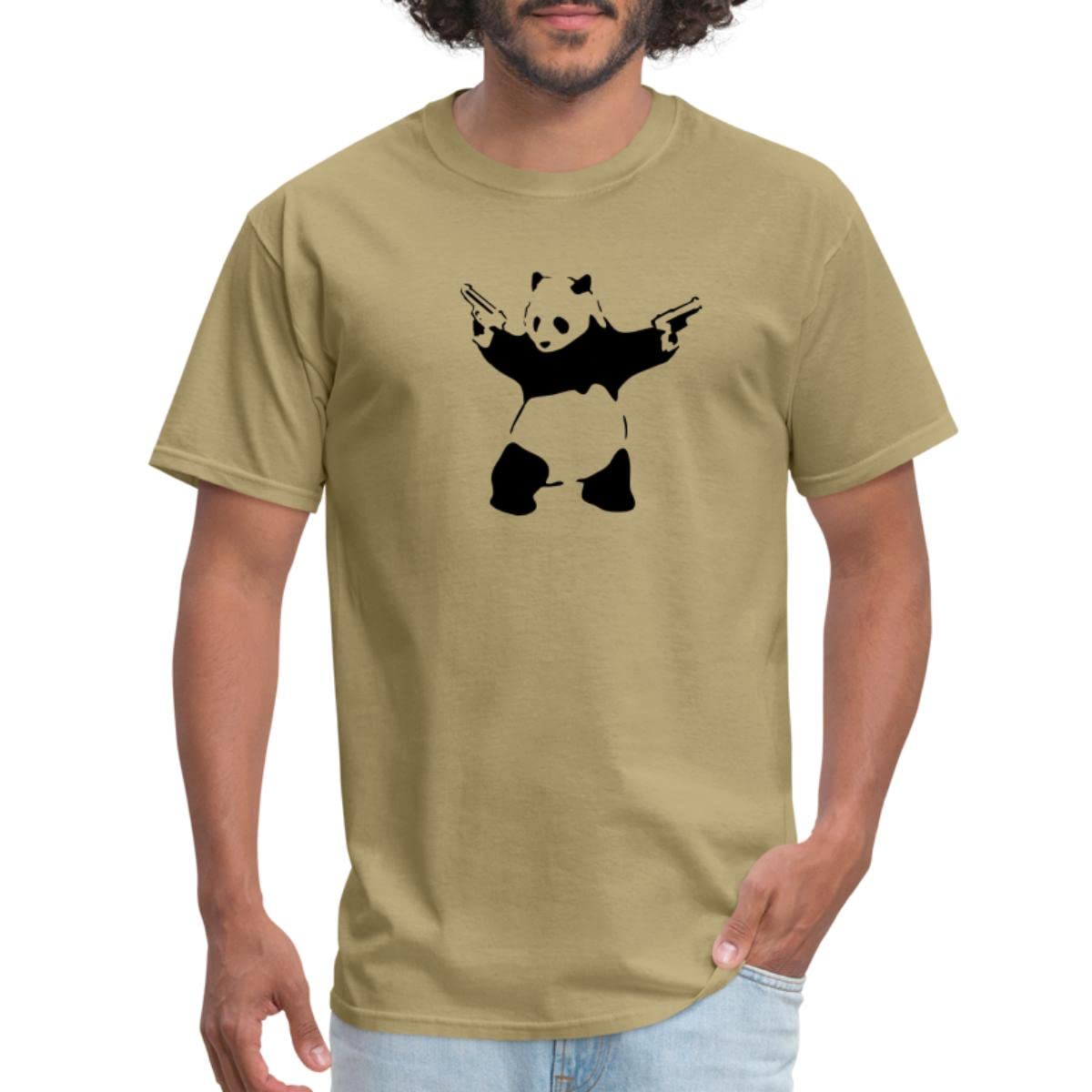 Spreadshirt Men's Panda with Guns Graphic T-Shirt - Cool & Funny Casual Wear for Everyday Outfits
