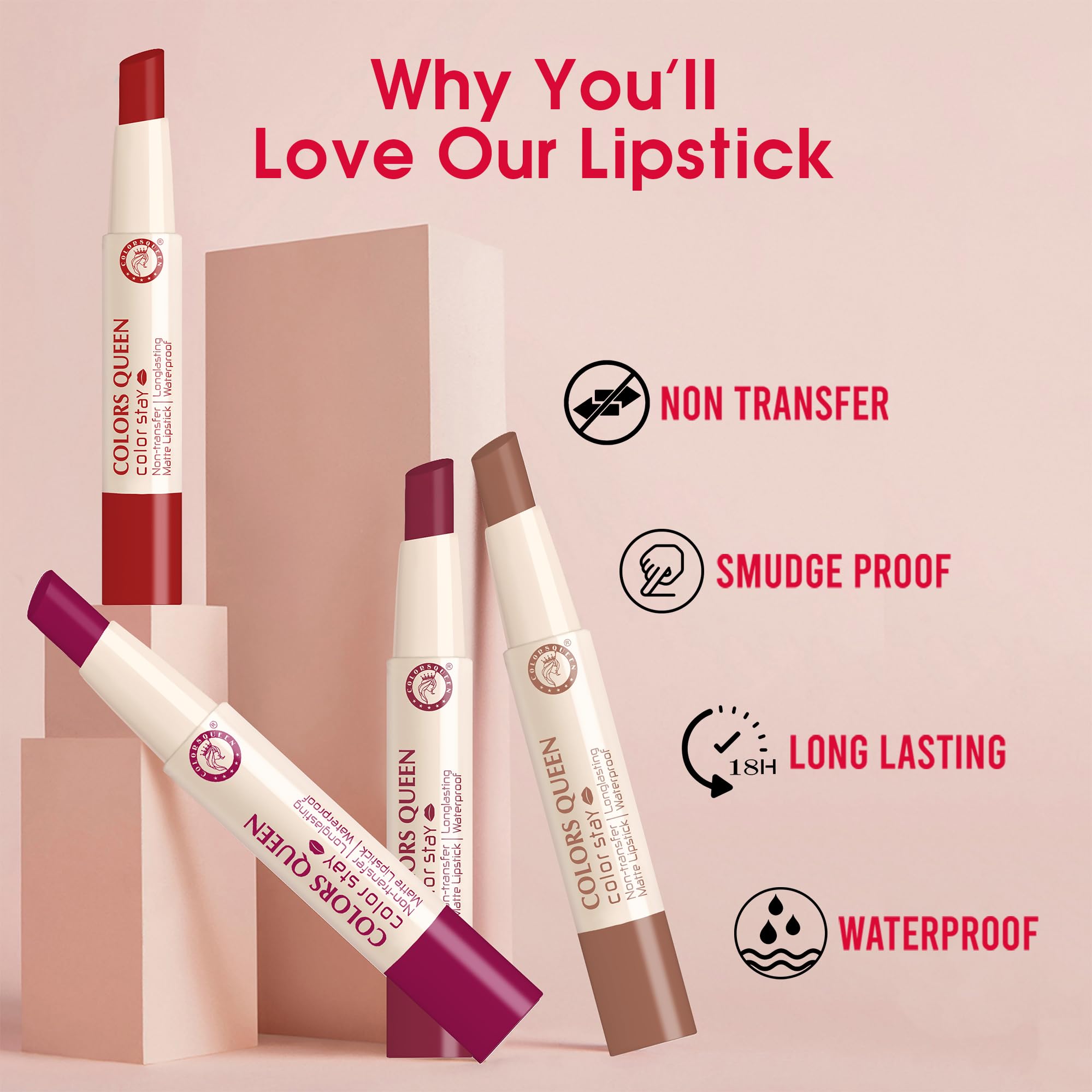 COLORS QUEEN Matte Lipstick - Baby Pink Long Lasting Lip Makeup | Perfect for Everyday Wear & Special Occasions