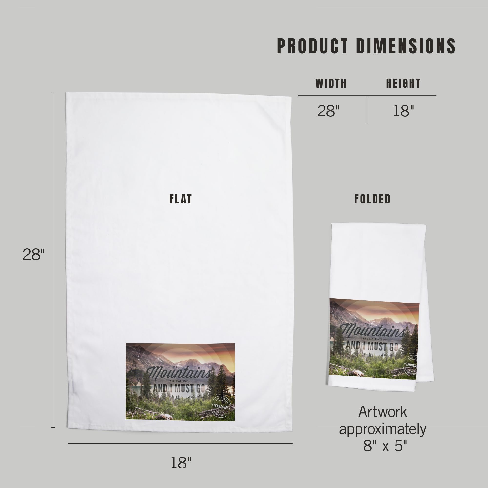 Lantern Press Great Smoky Mountains Cotton Tea Towel - The Mountains Are Calling - 100% Cotton Decorative Hand & Kitchen Towel for Home Decor, Dish Drying & Gift Giving