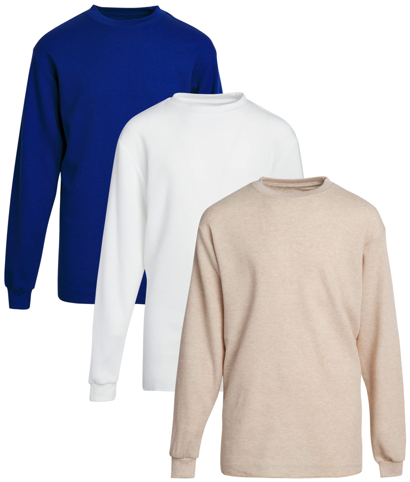 Harvic Boys' Thermal Waffle Knit Long Sleeve T-Shirts 3 Pack - Warm Winter Base Layer for Kids (Sizes S-XL) - Perfect for Cold Weather Playdates & Outdoor Activities