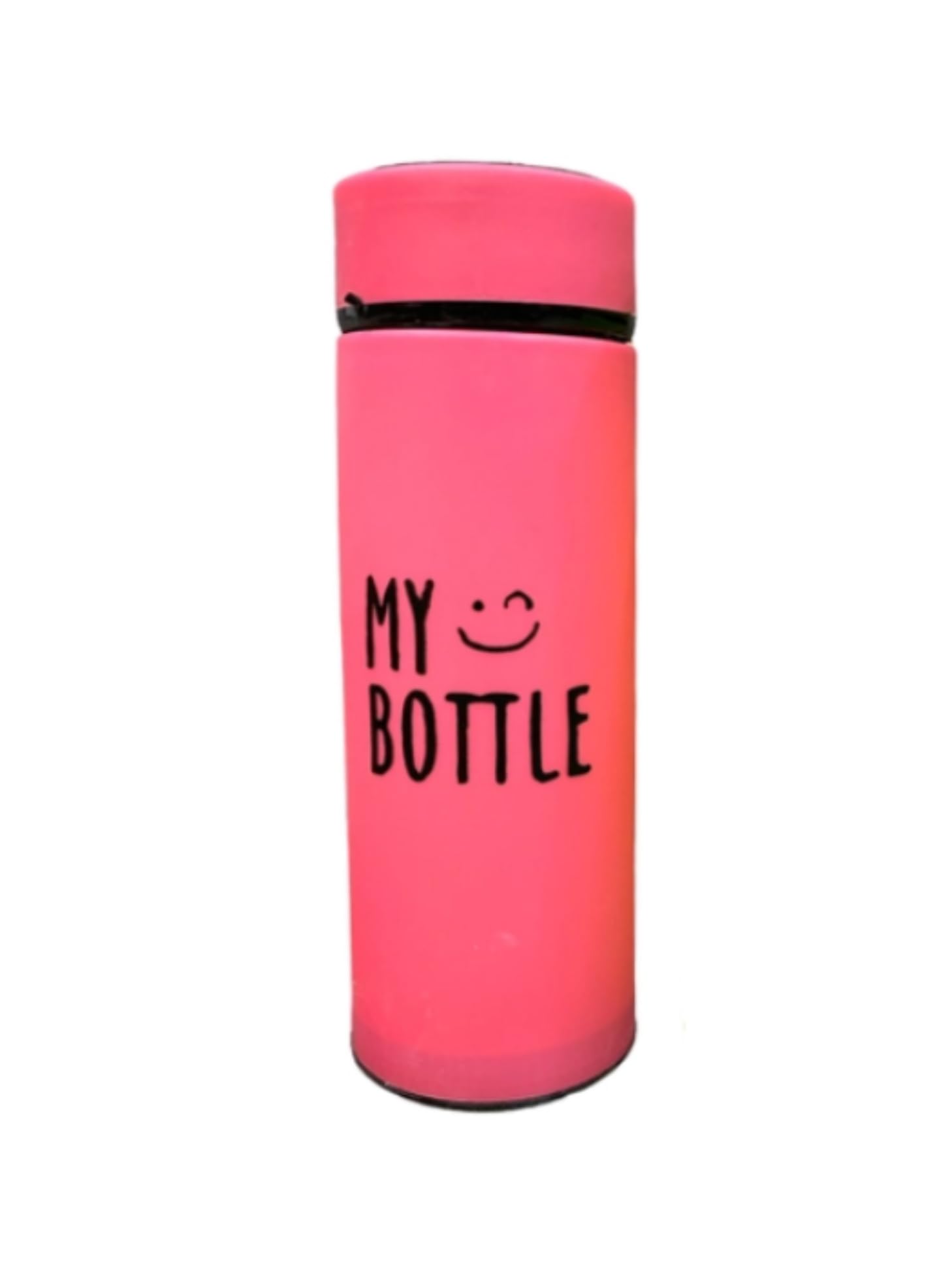 **Insulated 450ml Pink Glass Water Bottle with Plastic Outer Layer - Leak Proof for Hot & Cold Drinks - Perfect for School, Office, Gym & Travel**