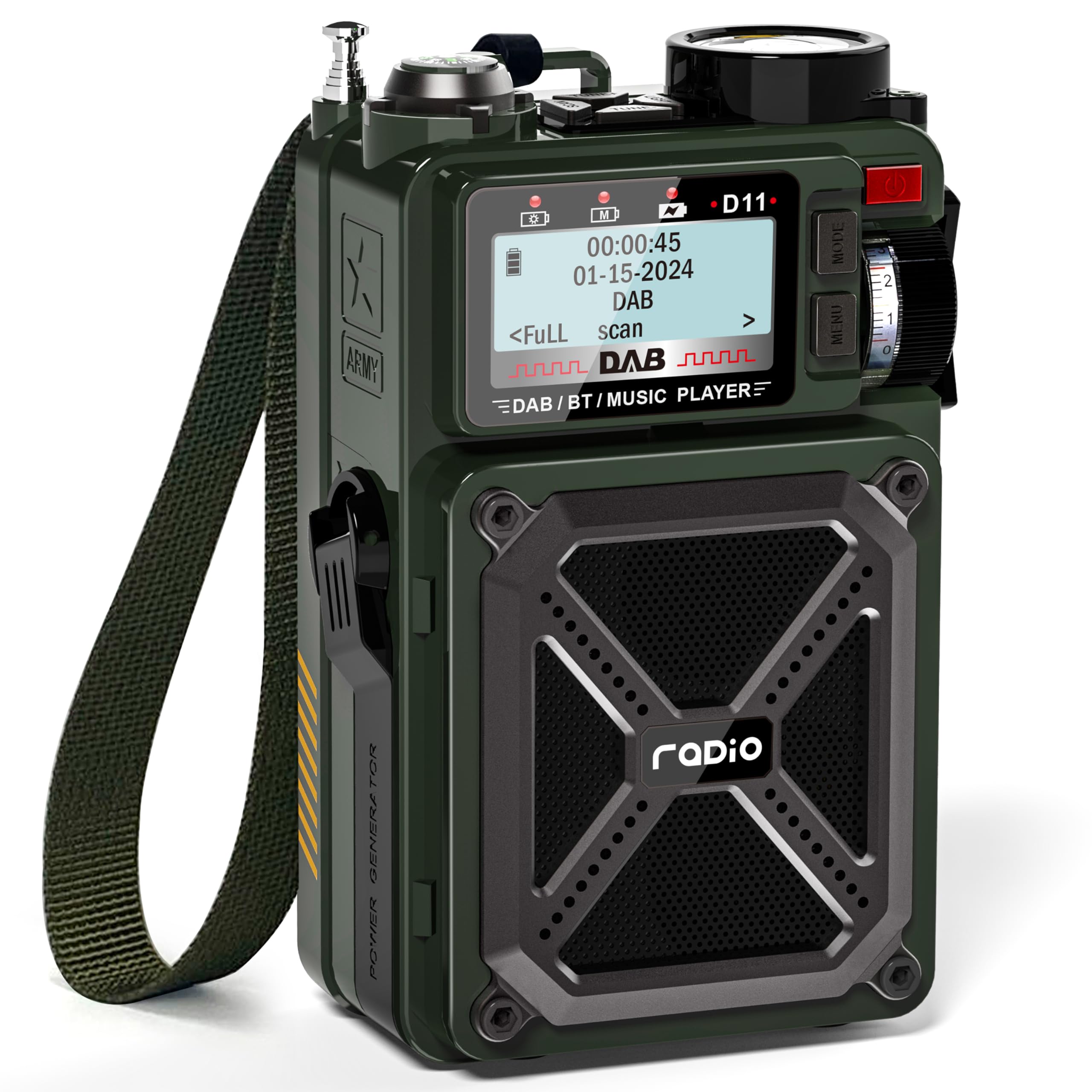 Greadio Portable DAB/DAB+/FM Solar Radio with Bluetooth 5.3 - Emergency Hand Crank Wind Up Radio with Flashlight, 4000mAh Battery, SOS, USB, SD Card & Headphone Jack - Perfect for Camping, Hiking and Power Outages