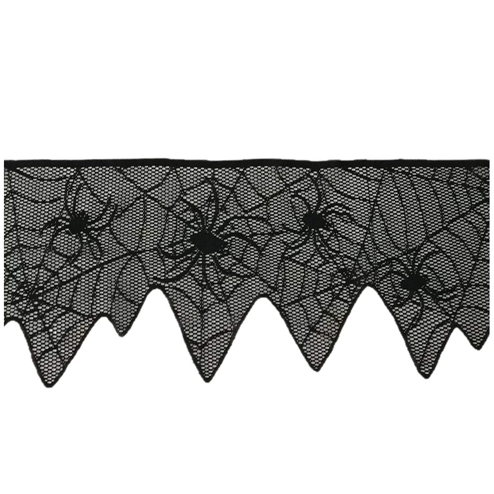 BESPORTBLE 2-Pack Black Lace Curtains - Elegant Sheer Window Panels with Curtain Holdbacks for Doors & Windows - Perfect for Halloween Decor, Bedroom, Living Room & Home Decor