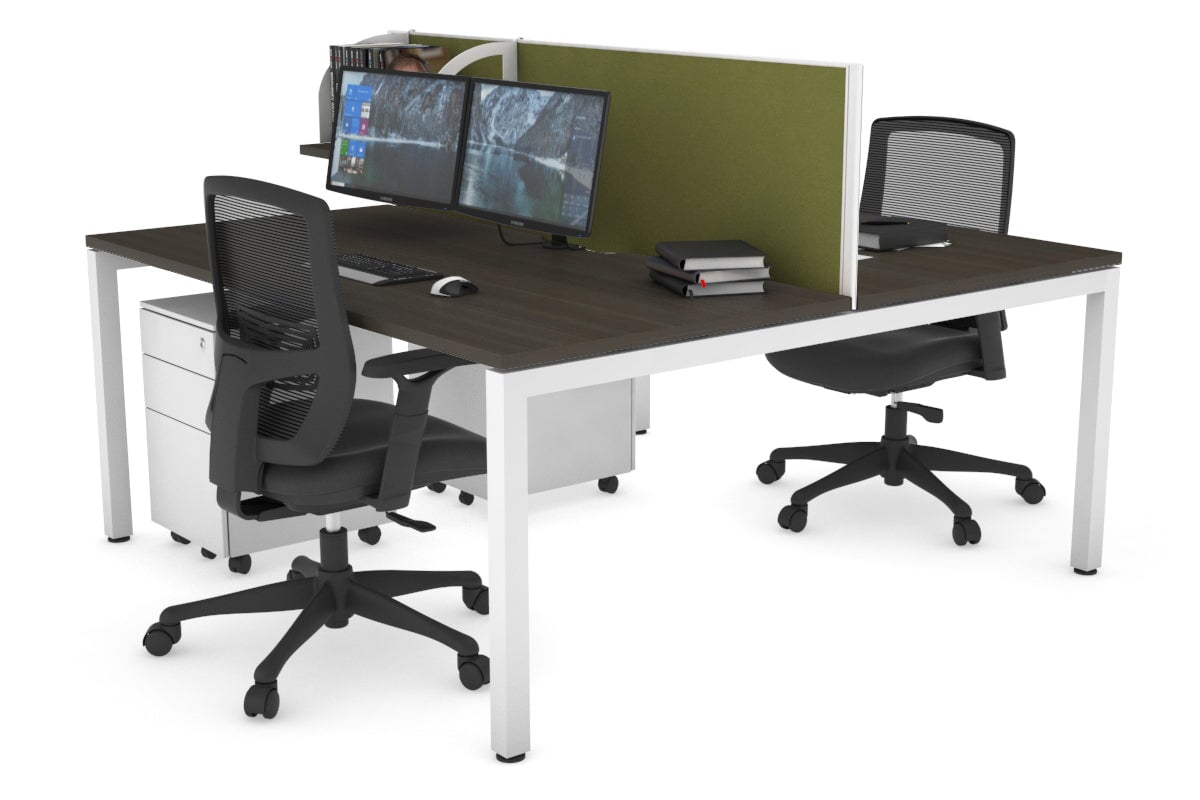 Quadro Square Legs 2 Person Office Workstation Desk - 1400L x 800W with Cable Management Scallop - Perfect for Shared Workspaces & Home Offices