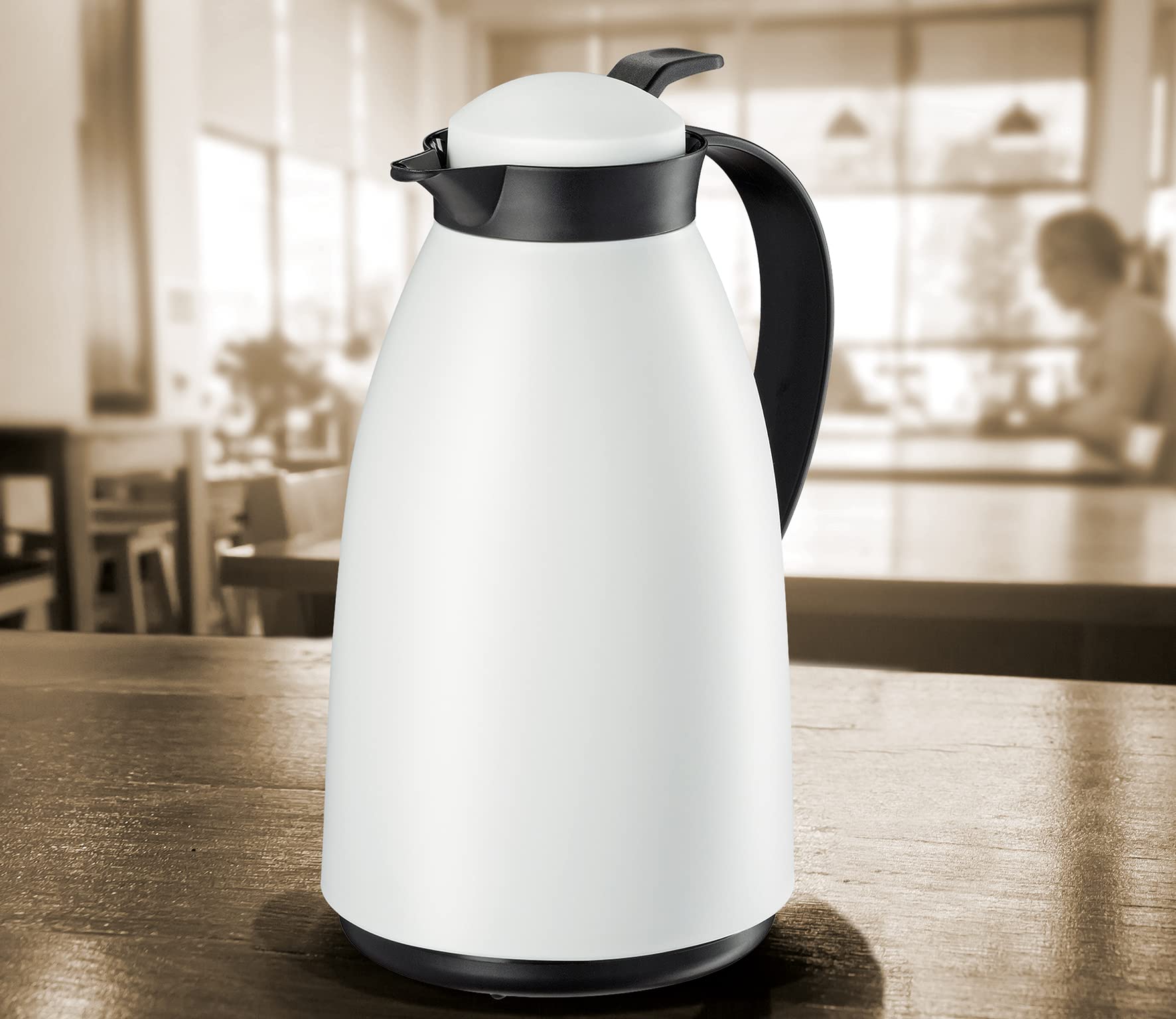 Cilio Imola 34oz Insulated Beverage Server with Glass Liner - White Coffee Thermos Carafe for Hot & Cold Drinks - Perfect for Coffee Stations, Tea Parties, Office Use & Catering Events
