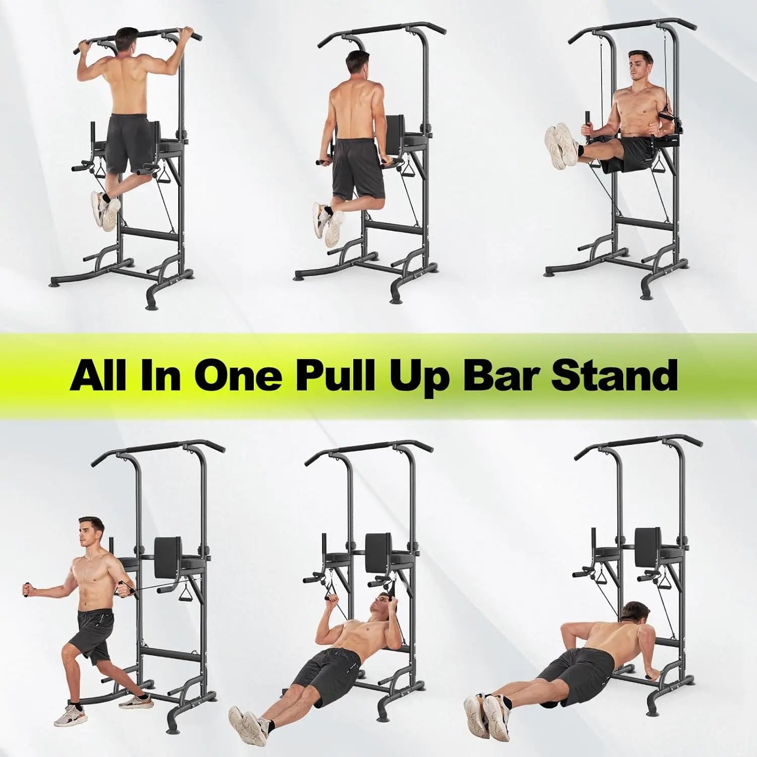 Multi-Function Power Tower Dip Station with Pull Up Bar - Home Gym Strength Training Equipment for Push Ups, Abdominal Exercises & Full Body Workouts - Perfect for Small Spaces, Garage & Home Fitness