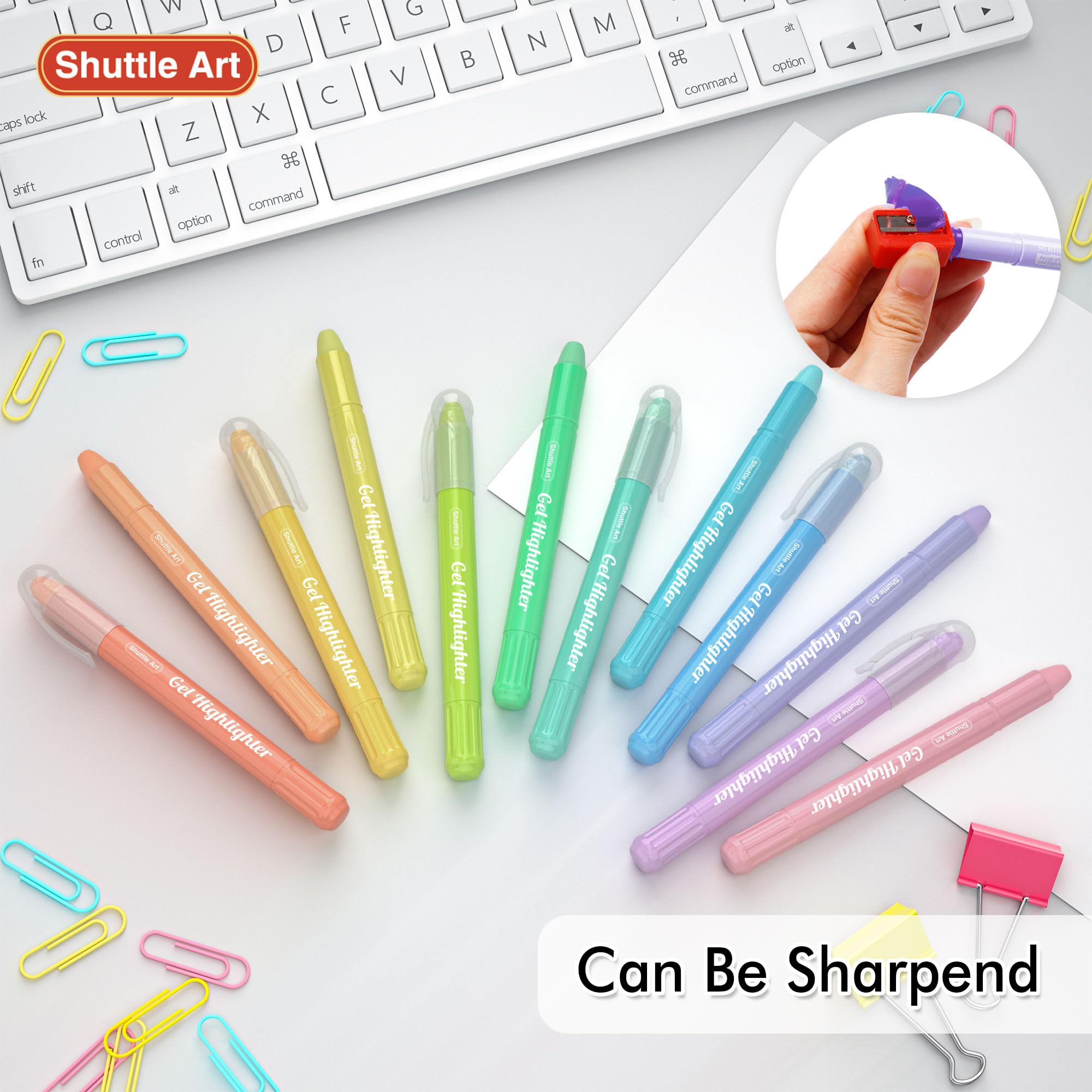 Shuttle Art No Bleed Bible Highlighters & Pens Set - 12 Pastel Colors Gel Highlighters for Bible Journaling, Note Taking & Study - Perfect for Bible Study, School Notes & Office Work