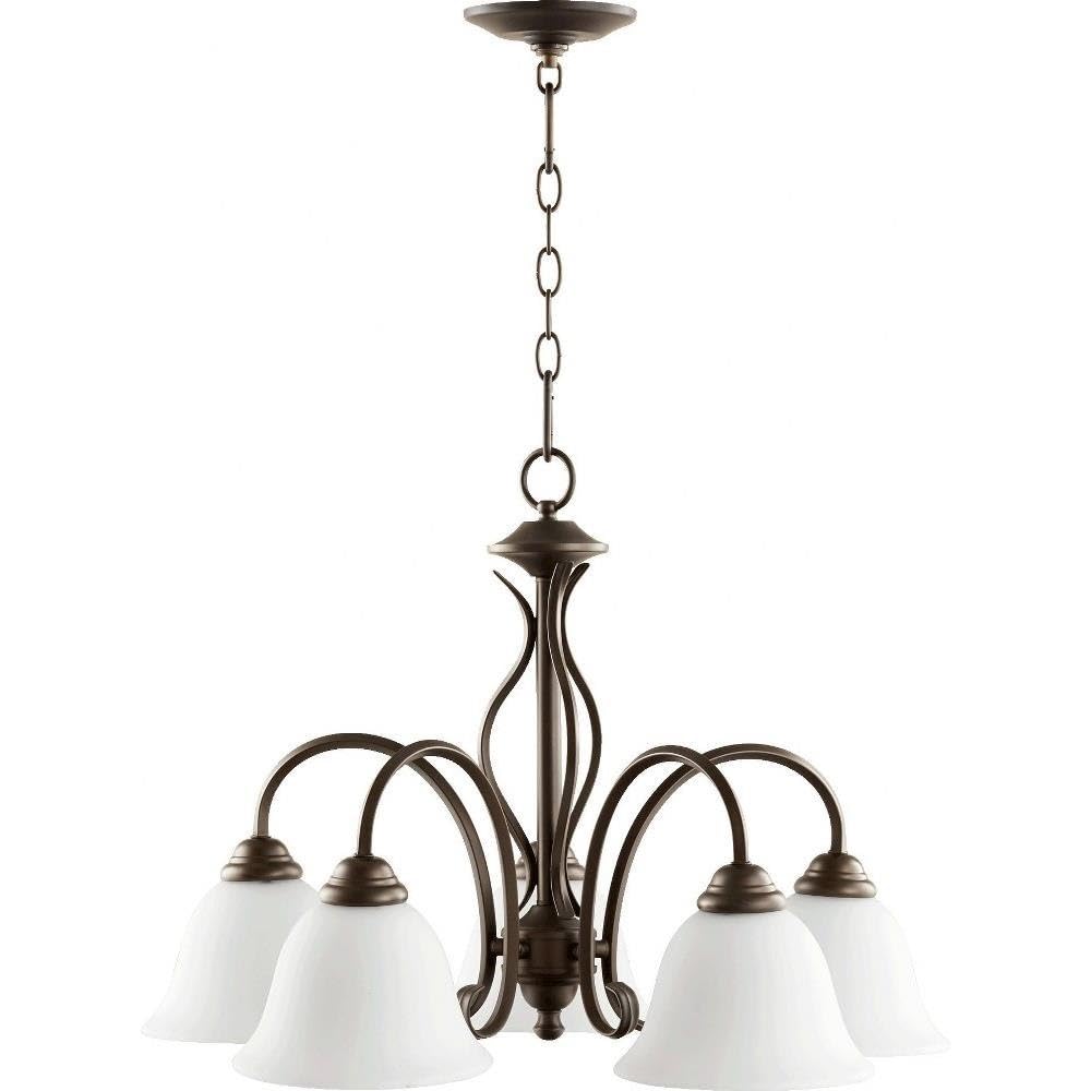 Quorum 6410-5-186 Transitional 5-Light Bronze Chandelier - Dark Finish Spencer Collection - Elegant Dining Room & Foyer Lighting Fixture