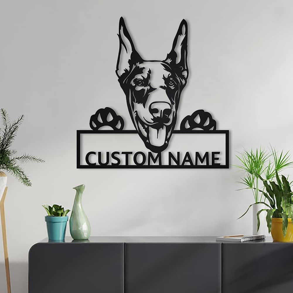 Custom Personalized Doberman Dog Metal Sign Art - Unique Doberman Pet Gift for Dog Lovers - Funny Animal Wall Decor for Home, Office & Kennel