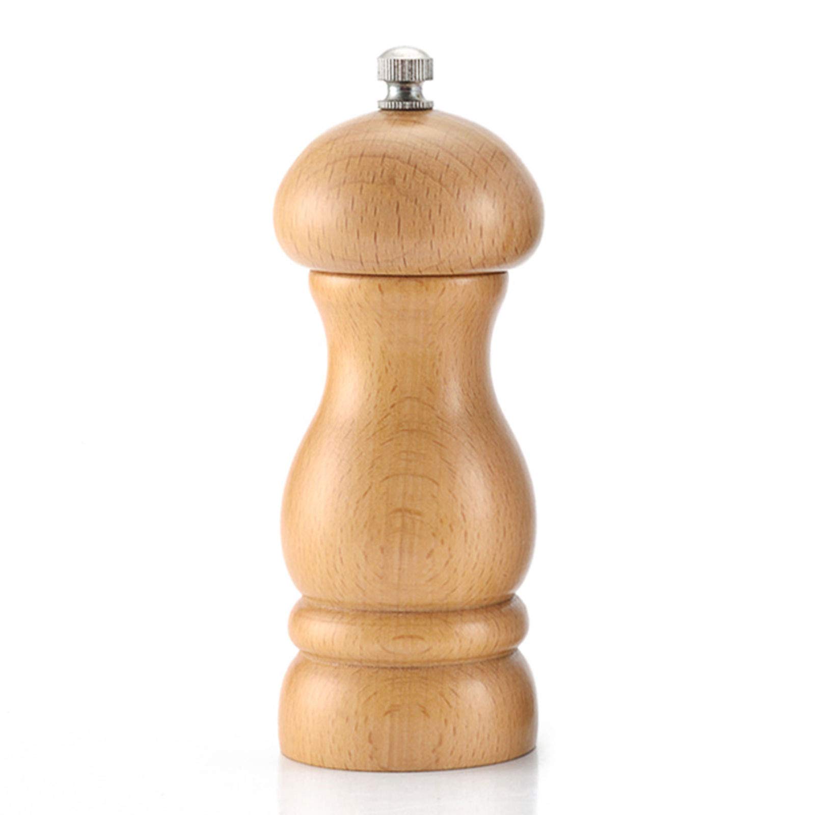 Premium Beech Wood Salt and Pepper Grinder Set - Adjustable Ceramic Grinding Core for Coarse & Fine Seasoning - 5 Inch Manual Kitchen Tool for Freshly Ground Spices - Perfect for Dining Tables, Restaurants, and Home Cooking