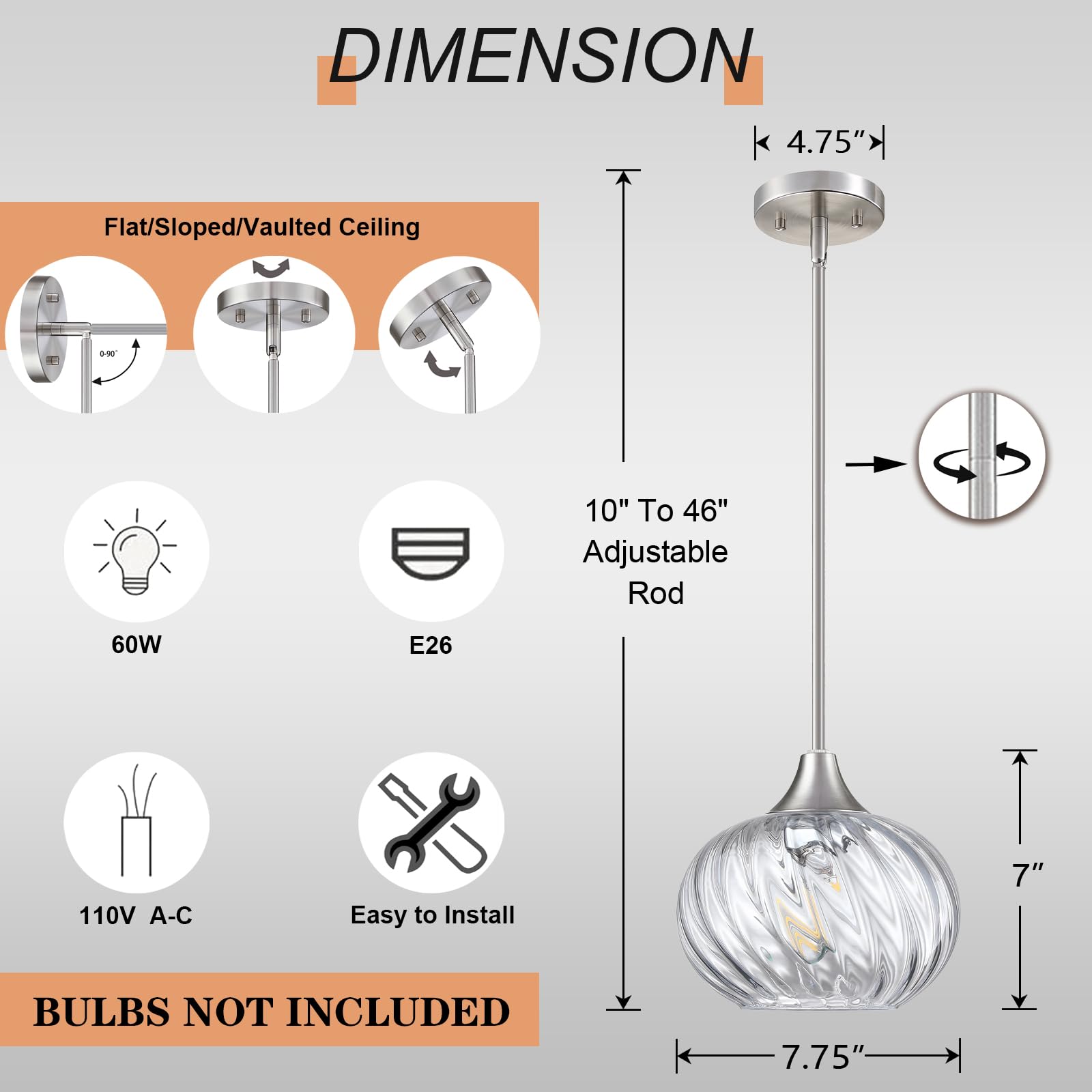 3 Pack Modern Farmhouse Pendant Lights - 7.75