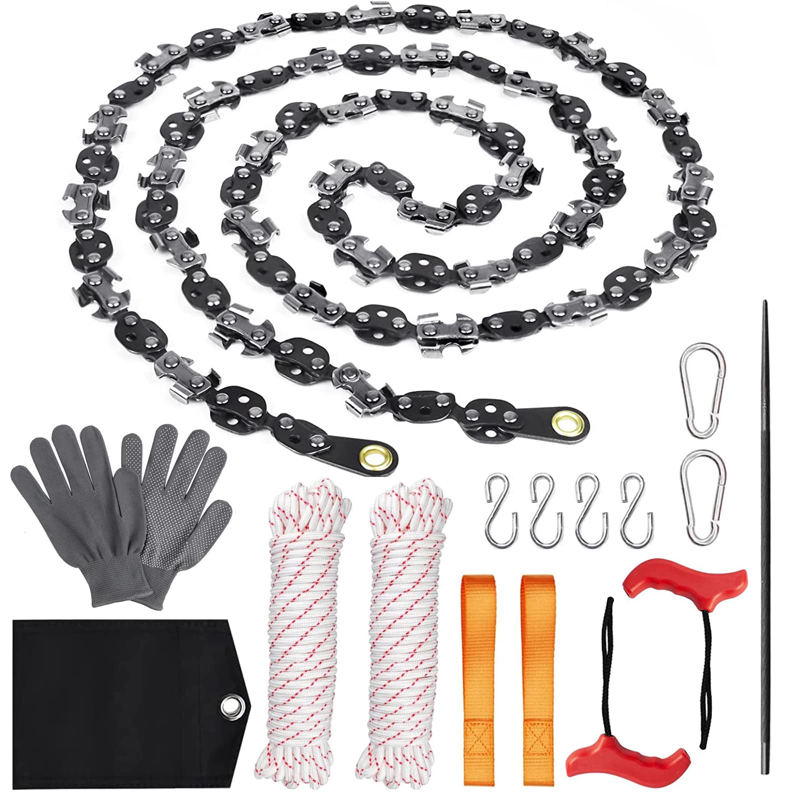 55 Inch Rope Chainsaw with 72 Sharp Teeth & 45.6 Feet Paracord Kit - YOJOR Upgraded Tree Limb Cutter for High Branches | Perfect for Camping, Gardening, and Emergency Tree Trimming