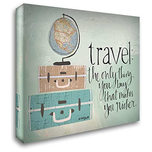 Katie Doucette 24x19 Gallery Wrapped Canvas Art - 'Travel Makes You Richer' Wall Decor for Living Room, Bedroom & Office