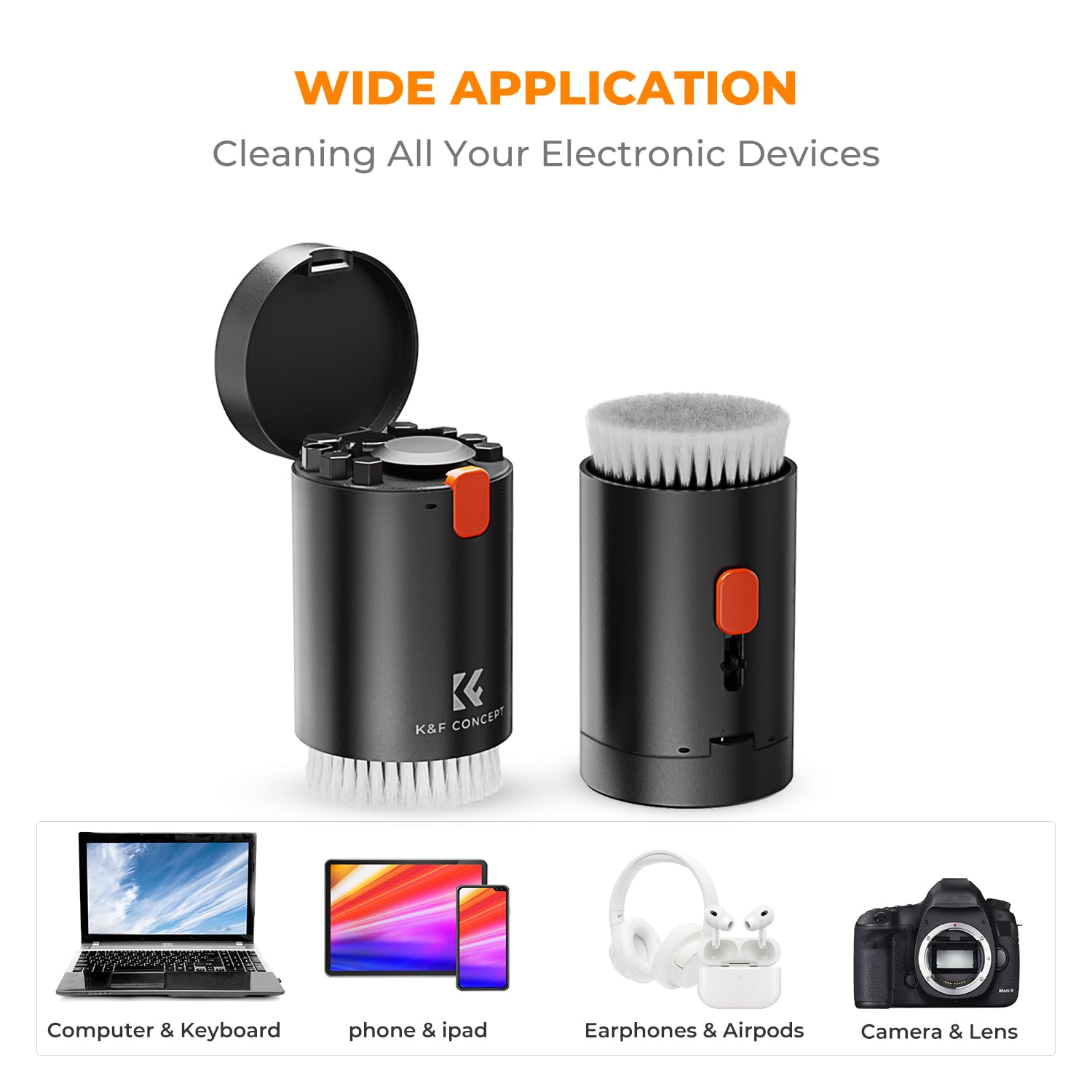 K&F Concept 20-in-1 Keyboard Cleaning Kit - Professional Laptop & Electronic Device Cleaner for iPhone, AirPods, MacBook, iPad, Camera, PC Monitor, Earbuds, TV & Tablet Screens - Perfect for Home, Office & Travel Use