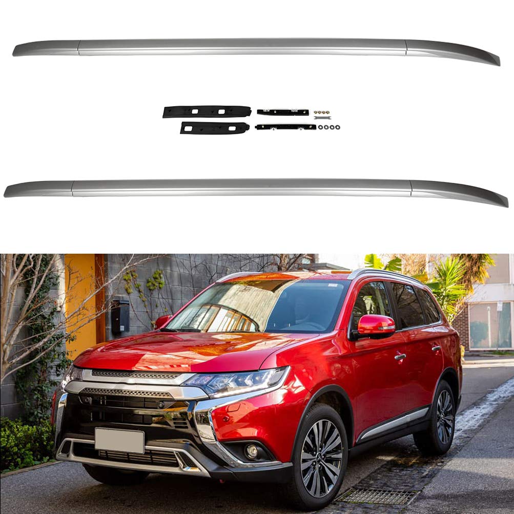Scitoo Universal Roof Rack Cross Bars - Heavy Duty Aluminum Alloy Luggage Carrier for Mitsubishi Outlander (2013-2017, 2019) - Silver 2-Piece Set - Perfect for Road Trips, Camping Gear & Outdoor Adventures