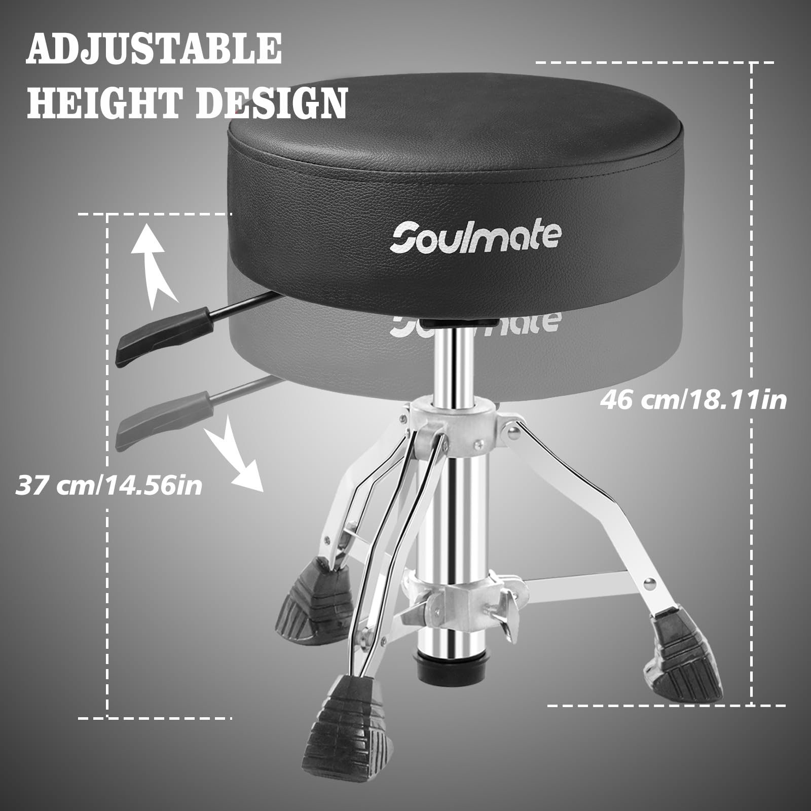 **Adjustable Hydraulic Drum Throne Stool with Padded Seat – Portable Folding Drum Chair for Kids & Beginners – Black | Perfect for Home Practice, Studio Sessions & Live Performances**