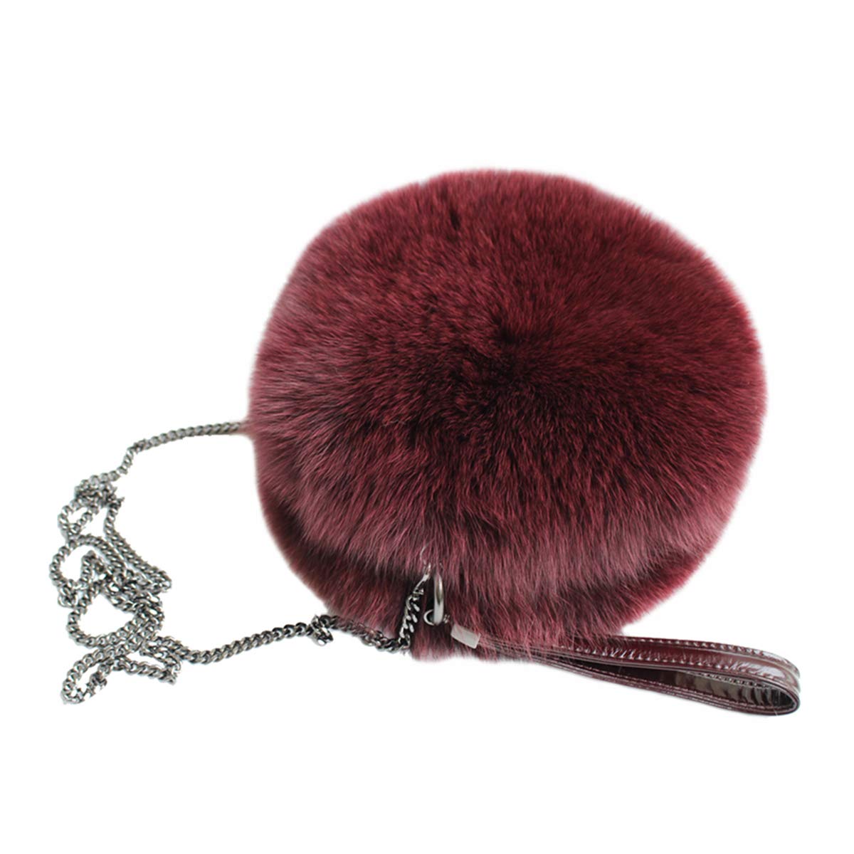 KAISHIN Women's Real Fox Fur Wallet - Elegant Shoulder Bag & Coin Purse in Wine Red | Casual Luxury Accessory for Parties, Date Nights & Special Occasions