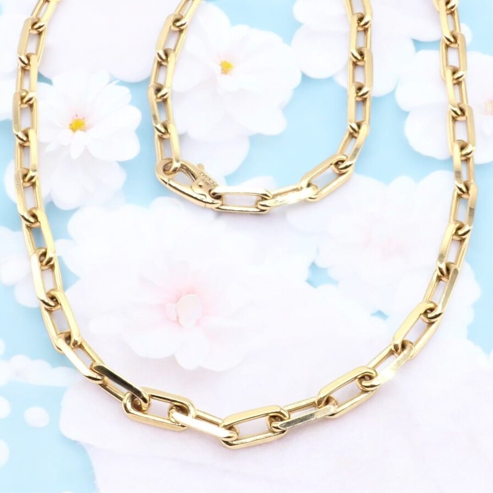 Authentic Cartier Santos 18K Yellow Gold Link Chain Necklace 22
