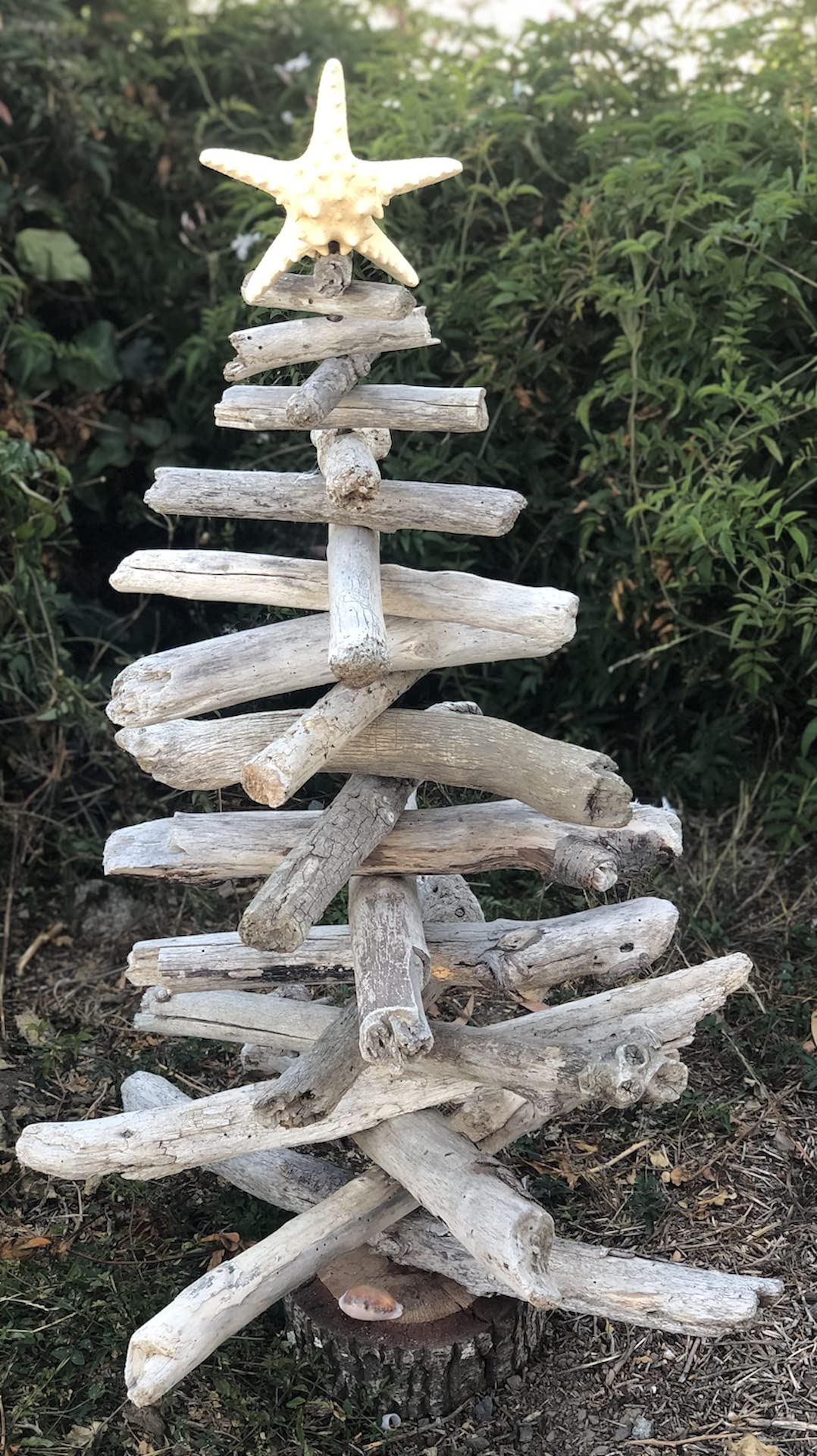Handmade Beach Christmas Tree with Seashells & Natural Wood - Coastal Holiday Decor for Home, Office, or Beach House - Perfect Ocean-Themed Xmas Ornament & Unique Gift Idea