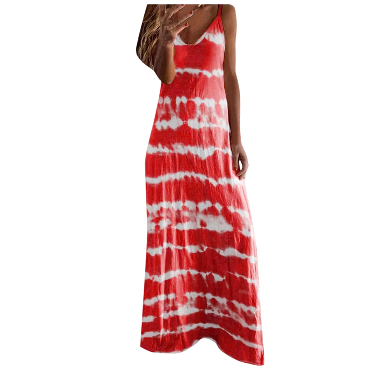 Women's Summer Dresses - Casual Loose Bohemian Floral Maxi Dress with Pockets | Short Sleeve Beach Swing Dress for Vacation, Outdoor & Boho Style