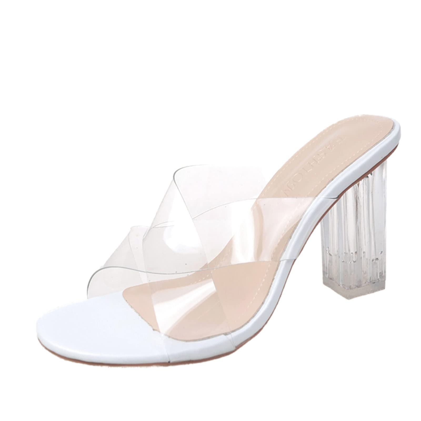 Women's Fashion Summer Beach Sandals - PVC Cross Strap Thick High Heel Sandals & Slippers for Women | Perfect for Beach Vacations, Pool Parties & Summer Outings