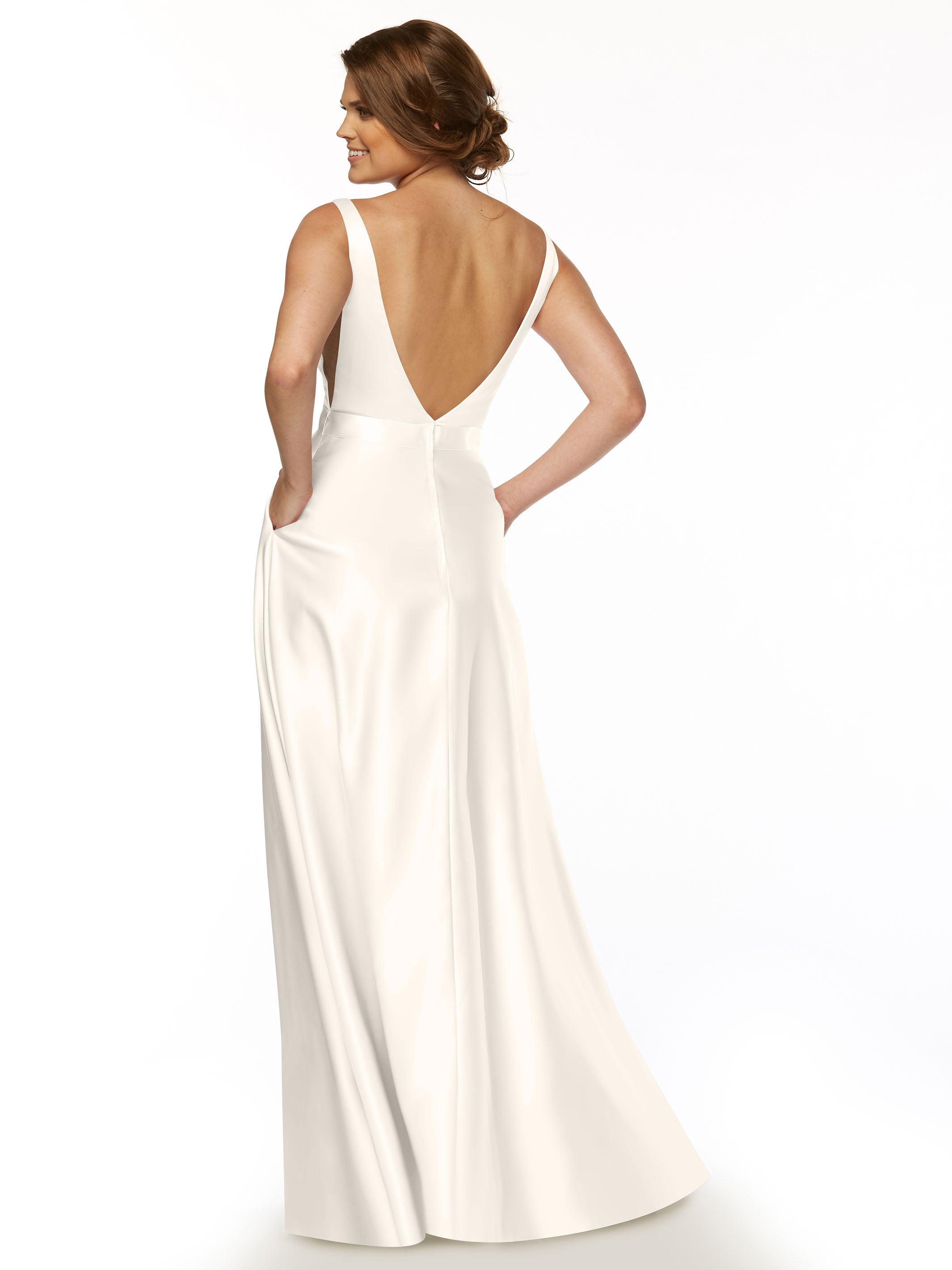 Elegant 80118 Satin A-Line Bridesmaid Dress with V-Neck & Waist Sash - Perfect for Weddings, Formal Events & Special Occasions