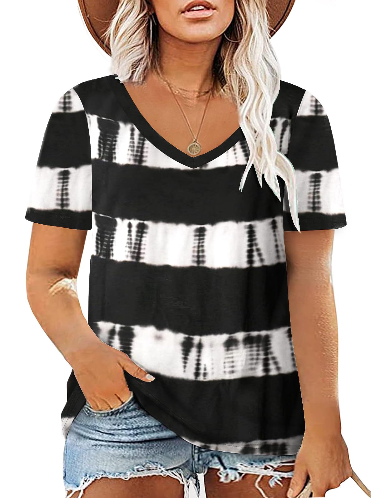 ROSRISS Plus Size Tops for Women - Trendy Summer Tie Dye T-Shirts | Casual Wear, Beach Outfits & Vacation Essentials
