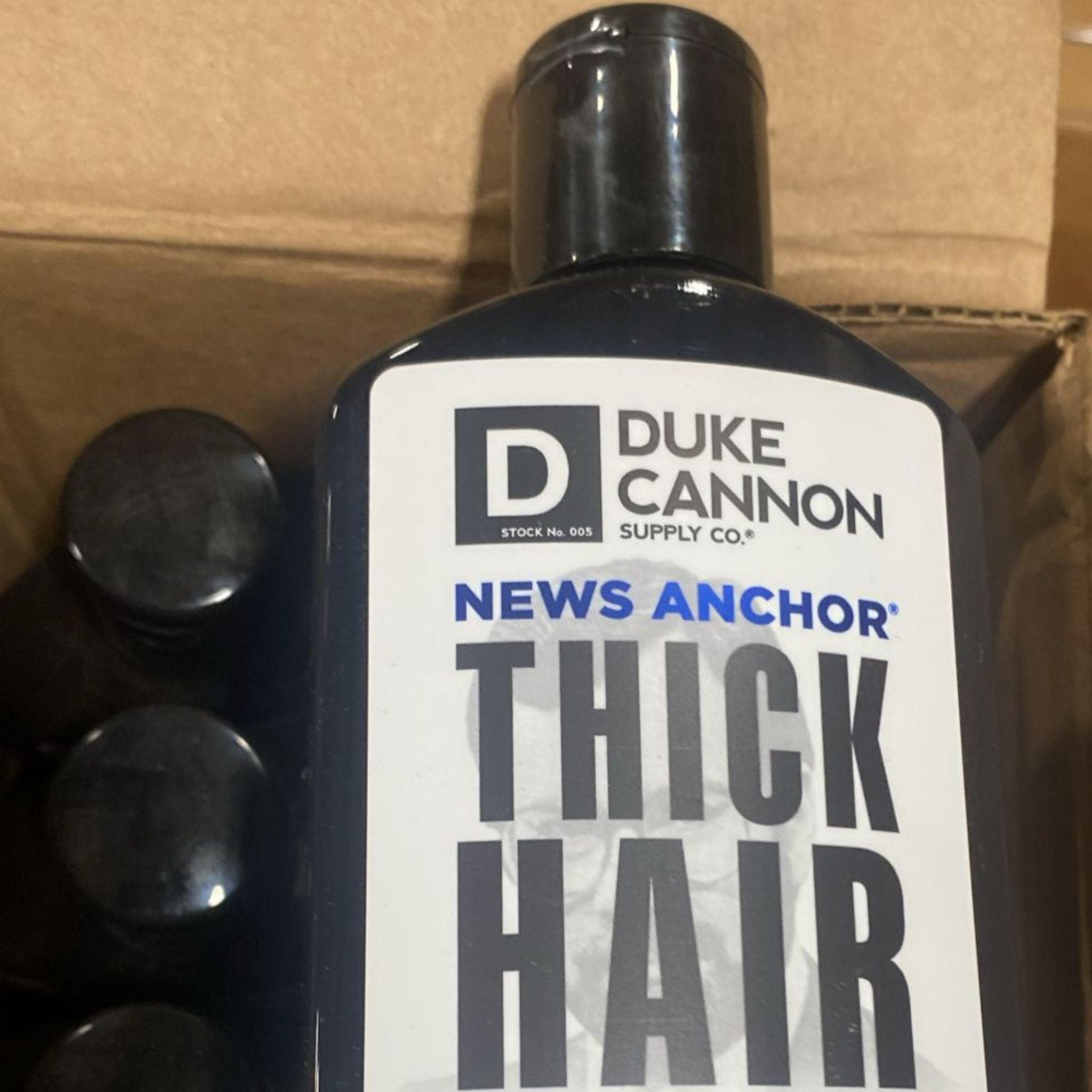 Duke Cannon News Anchor Thick Hair 2-in-1 Shampoo & Conditioner - 10oz (54-Pack) for Men - Volumizing & Strengthening Hair Care - Perfect for Daily Use & Travel