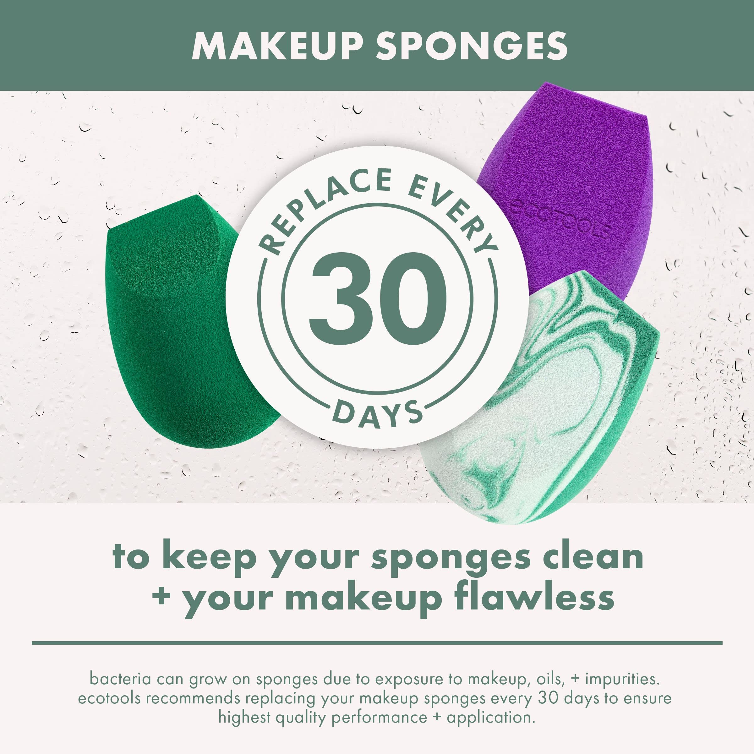 EcoTools Total Perfecting Beauty Blender - Vegan Makeup Sponge for Flawless Foundation & Concealer Application - Great Stocking Stuffer Gift for Women (30g) | Ideal for Travel, Everyday Makeup & Professional Use